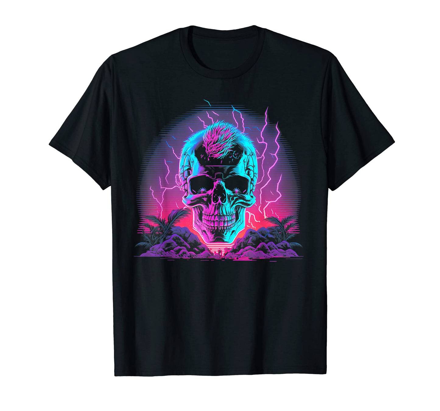 Skull Vaporwave Retrowave Aesthetic T-Shirt - Custom Art Print Men Women - T-Shirt, Sweatshirt, Hoodie