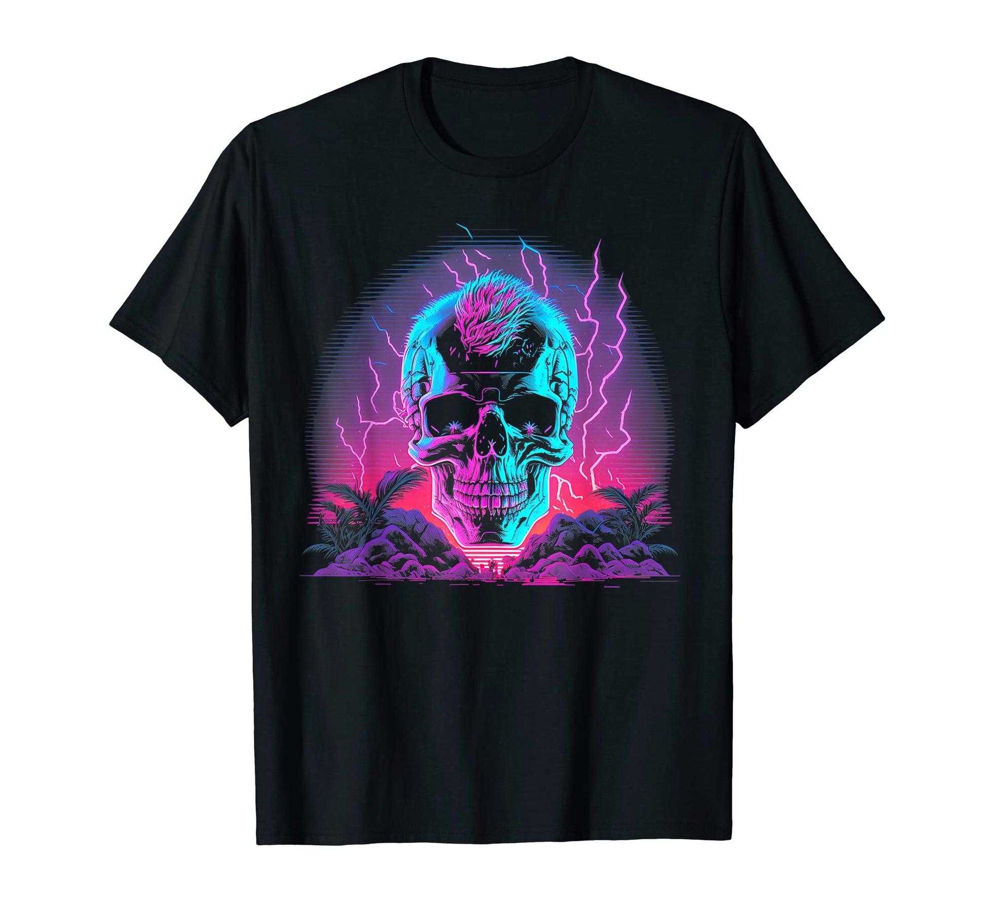 Skull Vaporwave Retrowave Aesthetic T-Shirt - Custom Art Print Men Women - T-Shirt, Sweatshirt, Hoodie