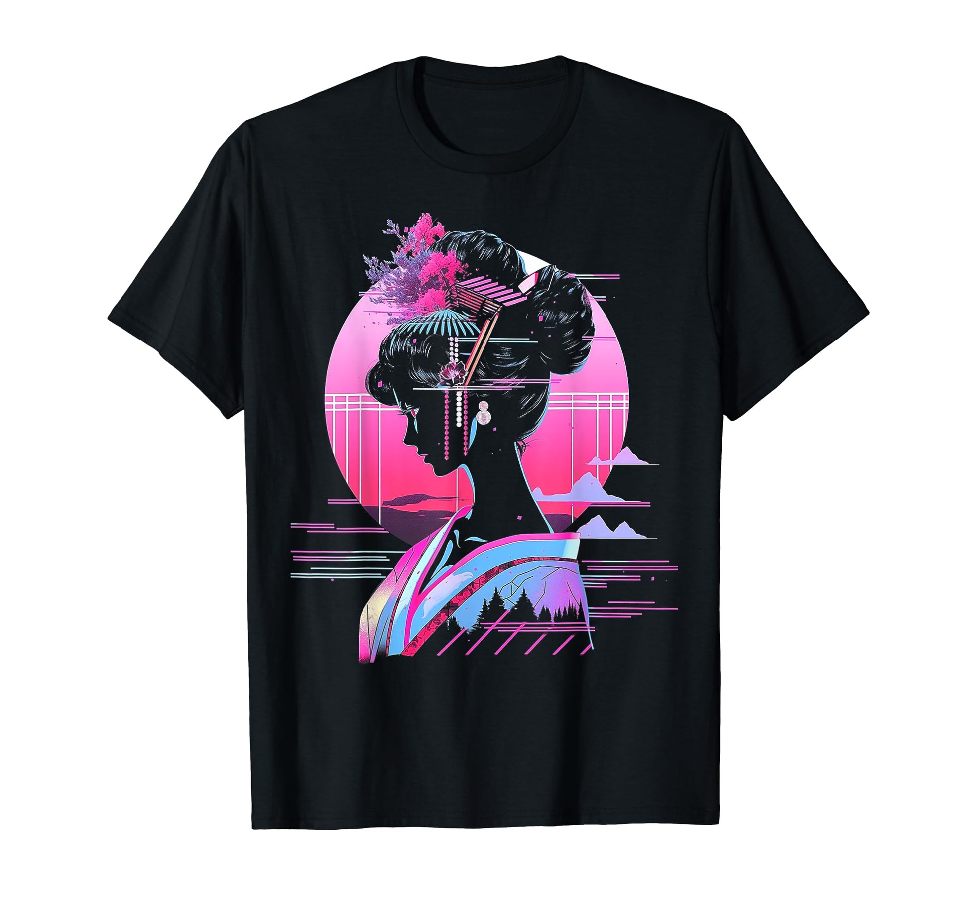 Vaporwave Geisha 80S Synthwave 9 T-Shirt - Unique Graphic Men Women - T-Shirt, Sweatshirt, Hoodie