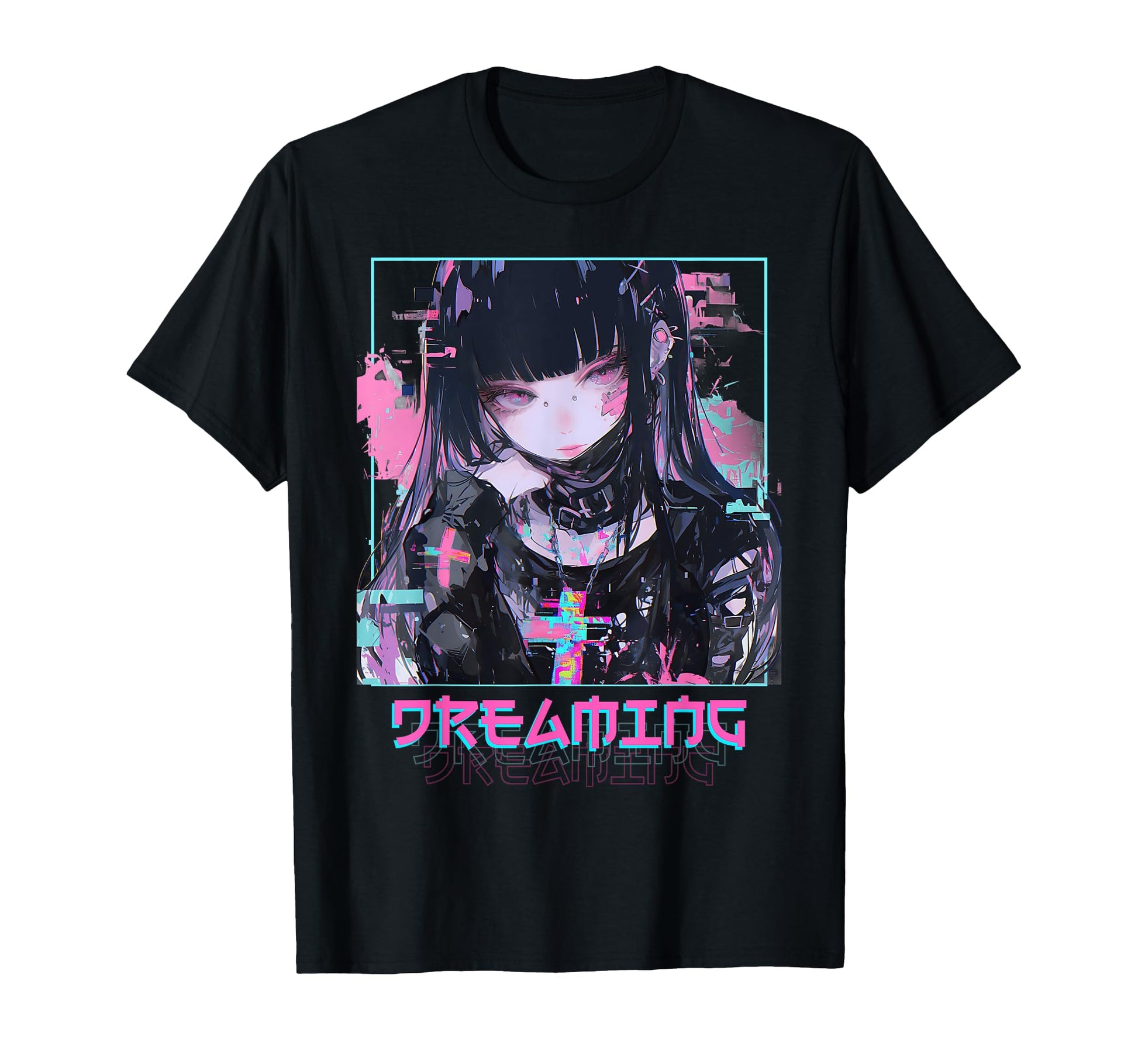 Dreaming Anime Goth Vaporwave Glitch T-Shirt - Casual Everyday Wear Unisex - T-Shirt, Sweatshirt, Hoodie