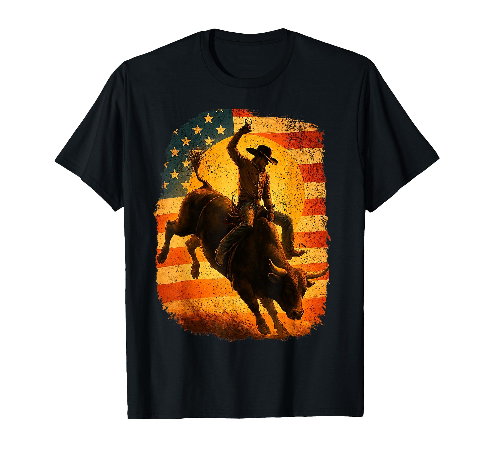 Rodeo Bull Rider Patriotic Cowboy Usa T-Shirt - Novelty Apparel Men Women - T-Shirt, Sweatshirt, Hoodie