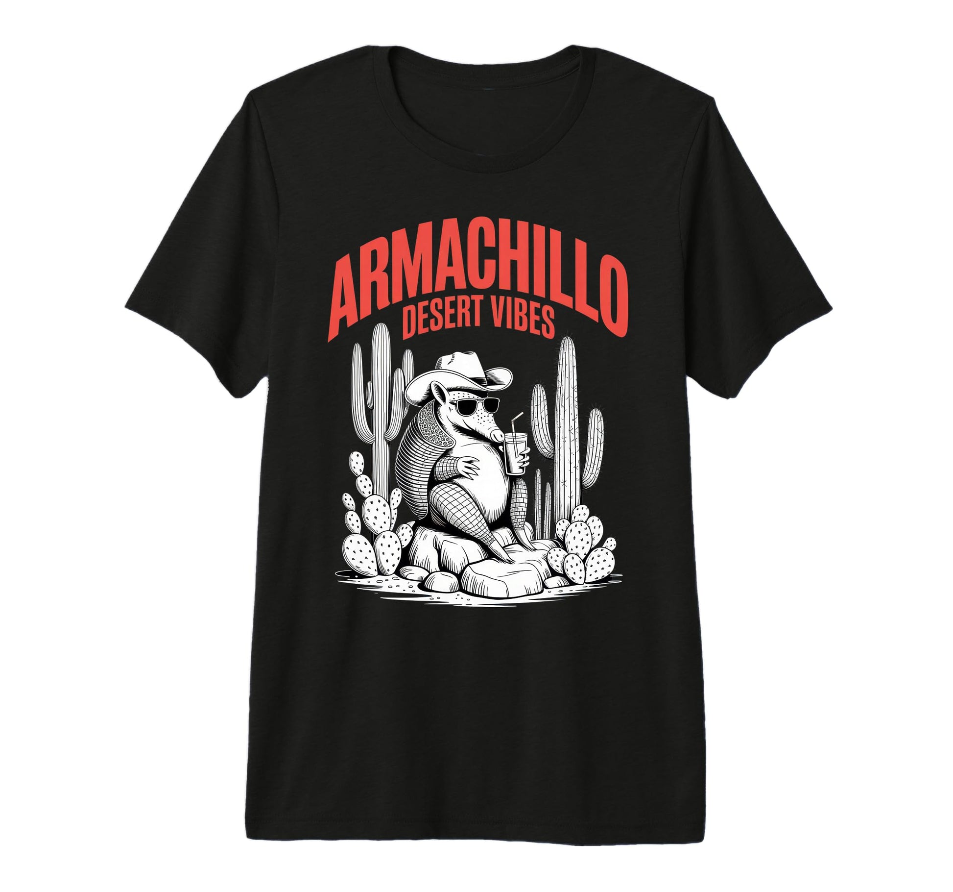 Armadillo Desert Vibes Funny Cactus T-Shirt - Minimalist Print Men Women - T-Shirt, Sweatshirt, Hoodie