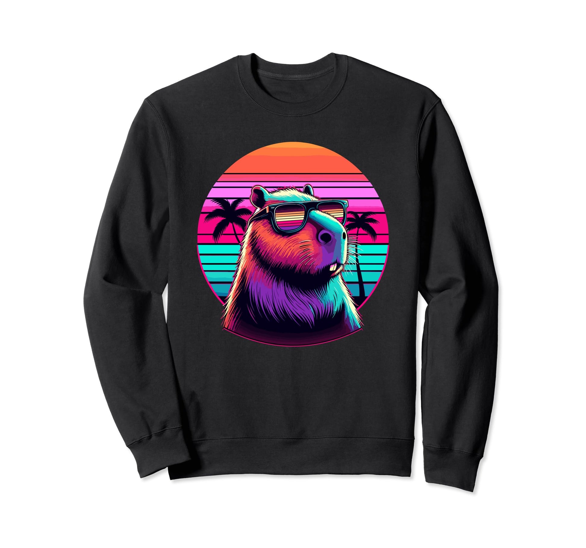 Funny Capybara Rodent Vaporwave Sweatshirt - Custom Art Print for Adults - T-Shirt, Sweatshirt, Hoodie