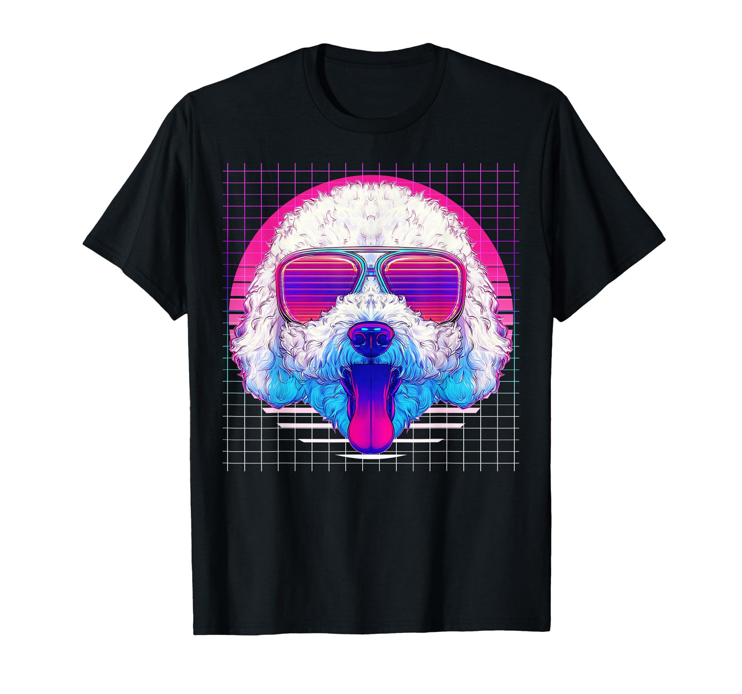 Bichon Frise Sunglasses Dog Vaporwave T-Shirt - Custom Art Print Men Women - T-Shirt, Sweatshirt, Hoodie