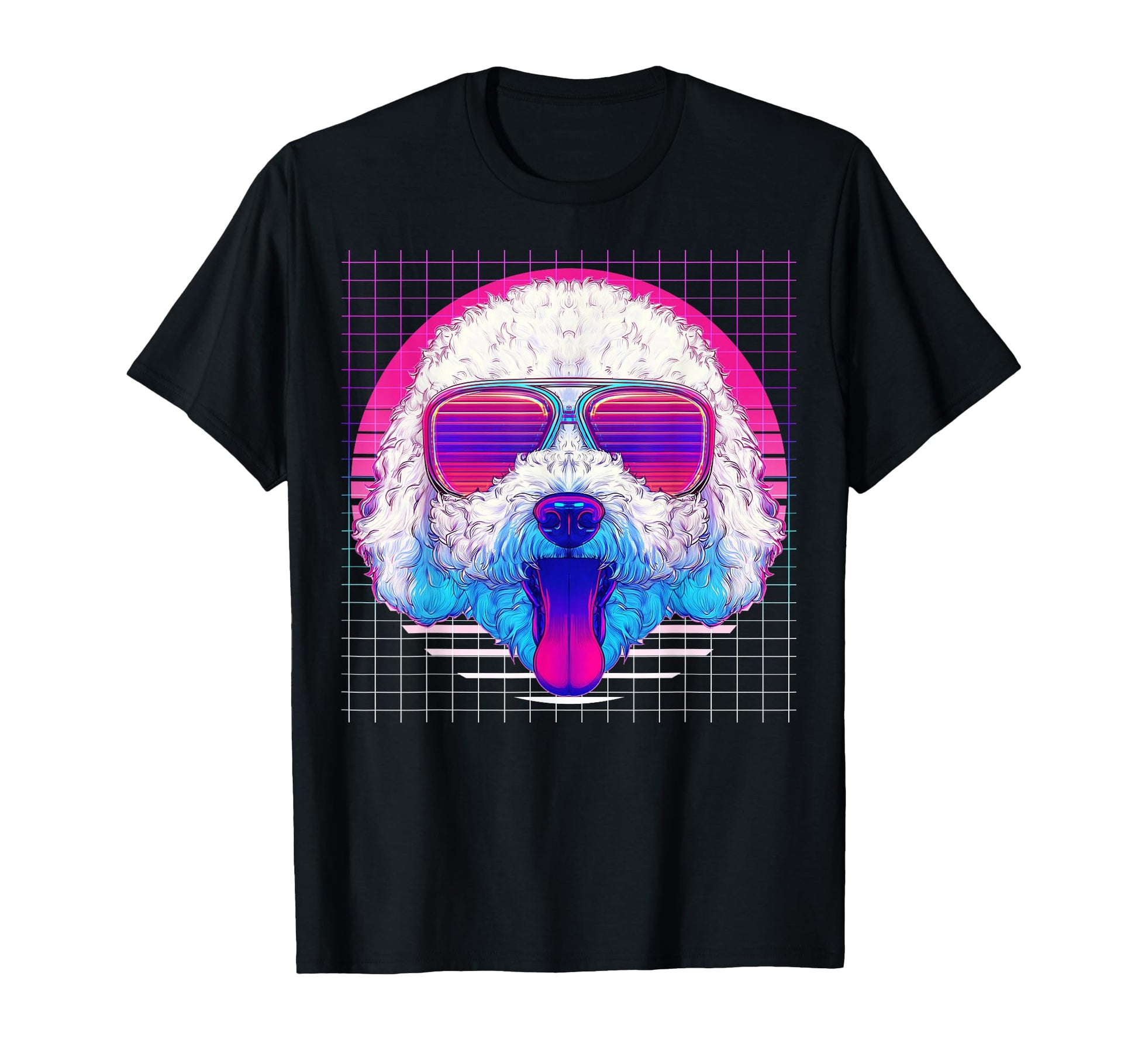 Bichon Frise Sunglasses Dog Vaporwave T-Shirt - Custom Art Print Men Women - T-Shirt, Sweatshirt, Hoodie