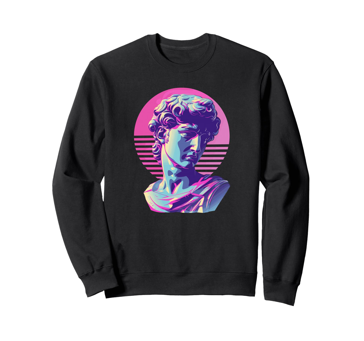 Aesthetic Statue Synthwave Sweatshirt - Casual Everyday Wear for Adults - T-Shirt, Sweatshirt, Hoodie