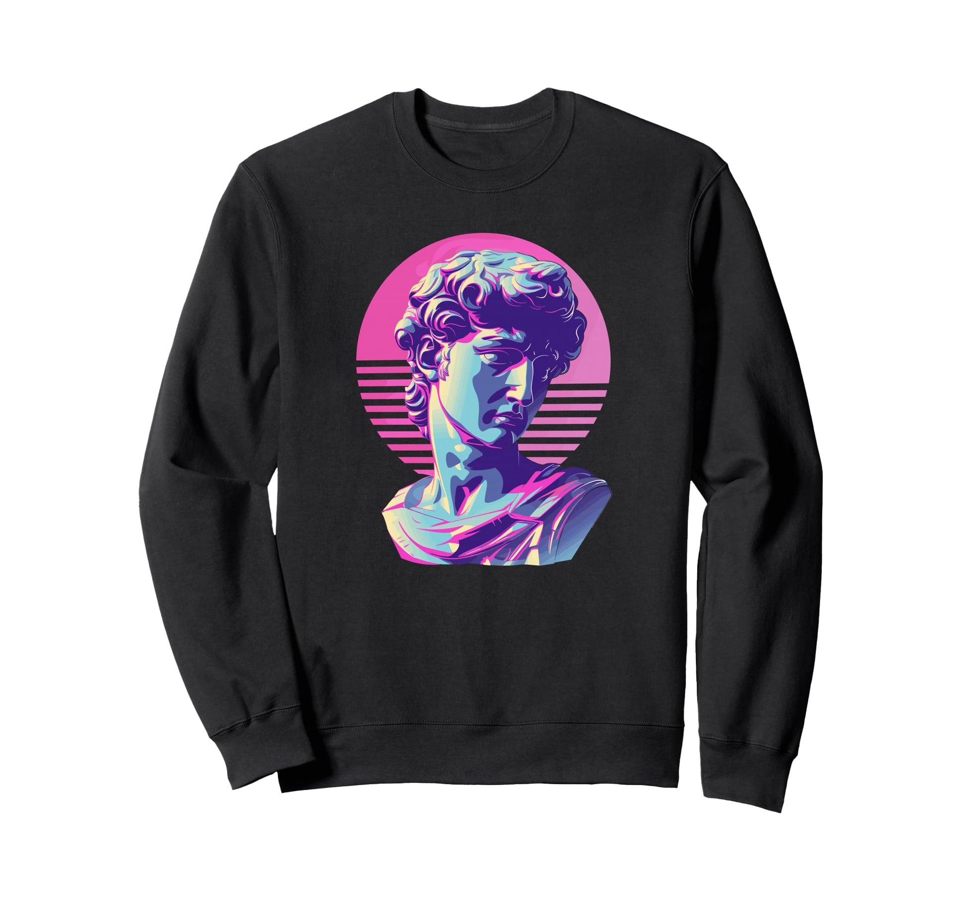 Aesthetic Statue Synthwave Sweatshirt - Casual Everyday Wear for Adults - T-Shirt, Sweatshirt, Hoodie