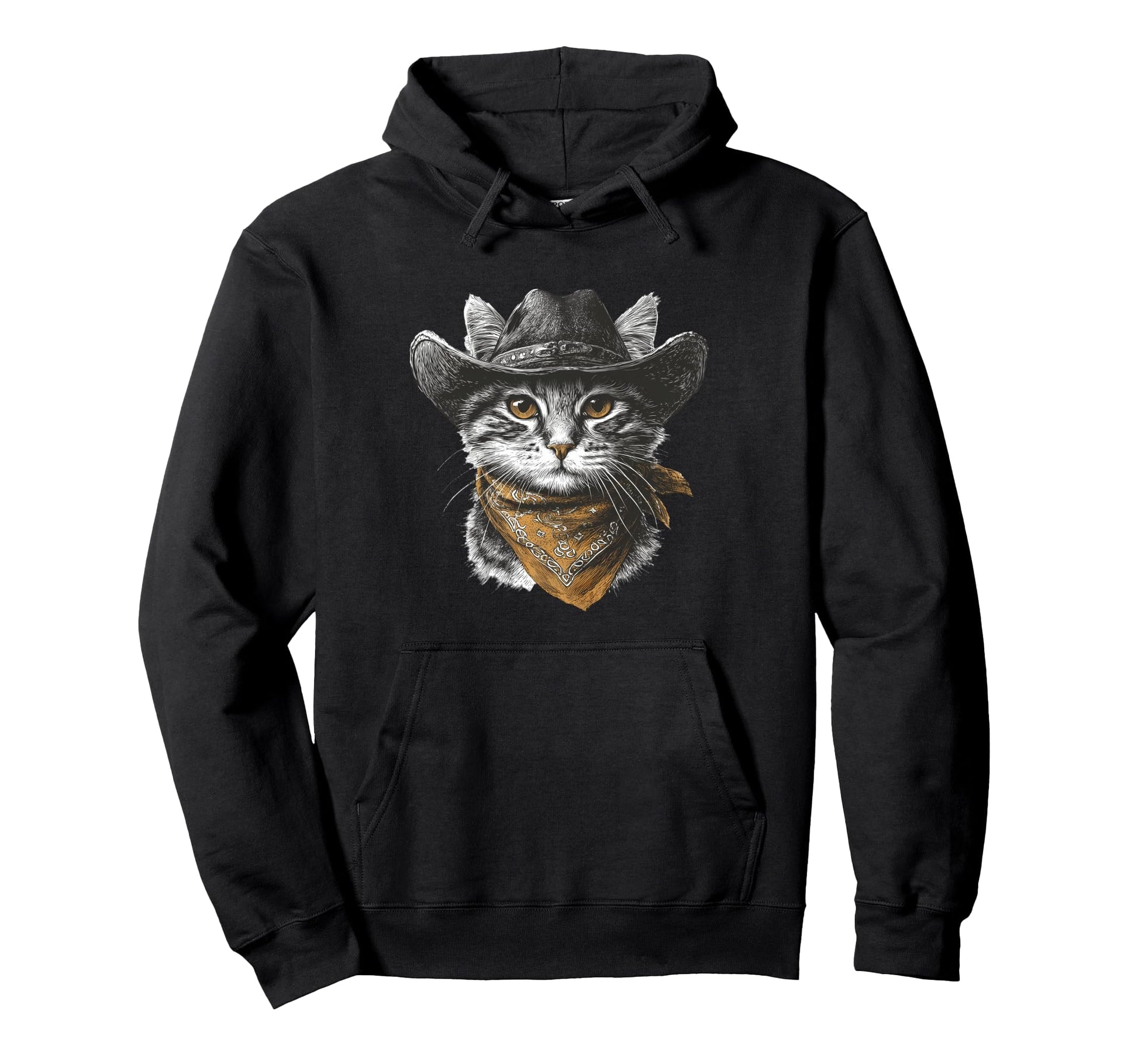Cat Cowboy Western Country Cowgirl Hoodie - Fun Novelty Design Men Women - T-Shirt, Sweatshirt, Hoodie