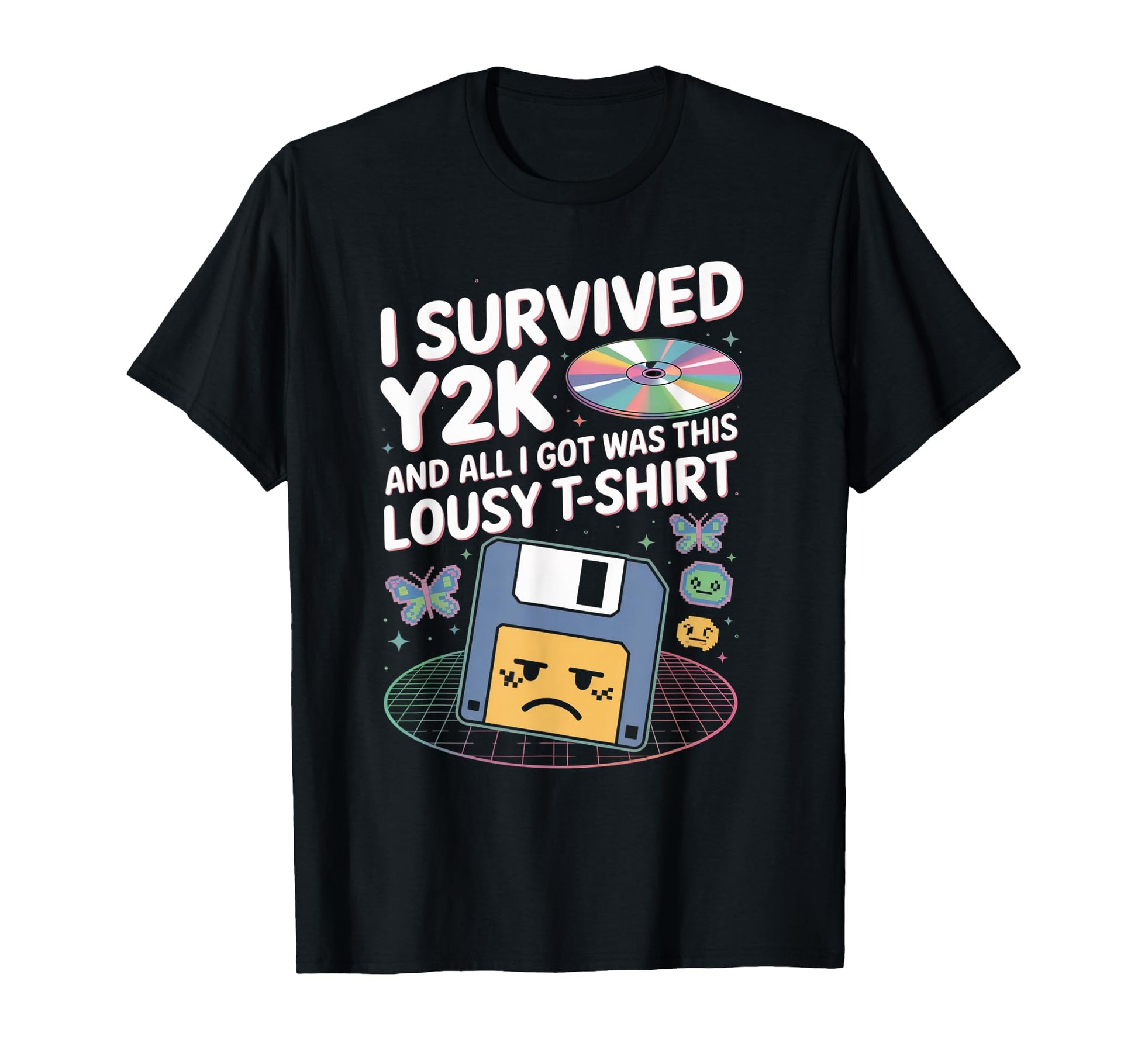 I Survived Y2K Funny Nostalgia Vaporwave T-Shirt - Unique Graphic Unisex - T-Shirt, Sweatshirt, Hoodie