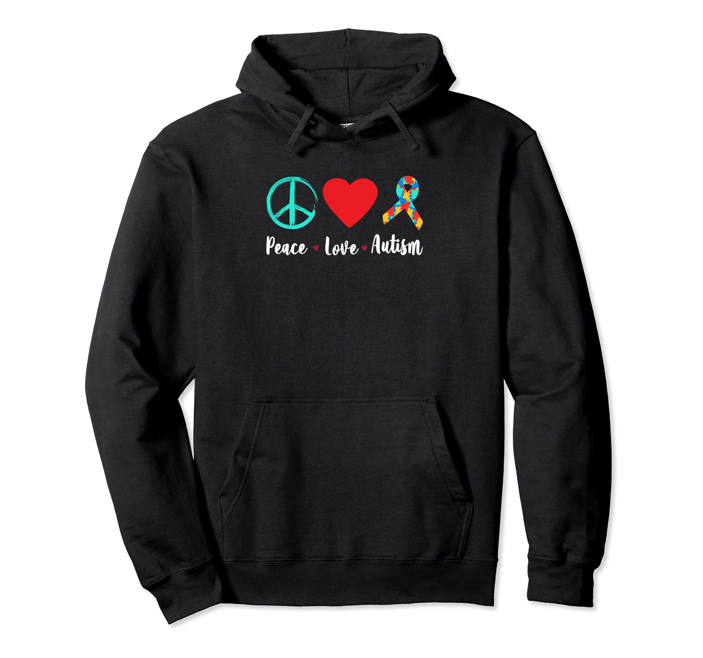 Peace Love Autism Awareness Hoodie - Minimalist Print Men Women - T-Shirt, Sweatshirt, Hoodie