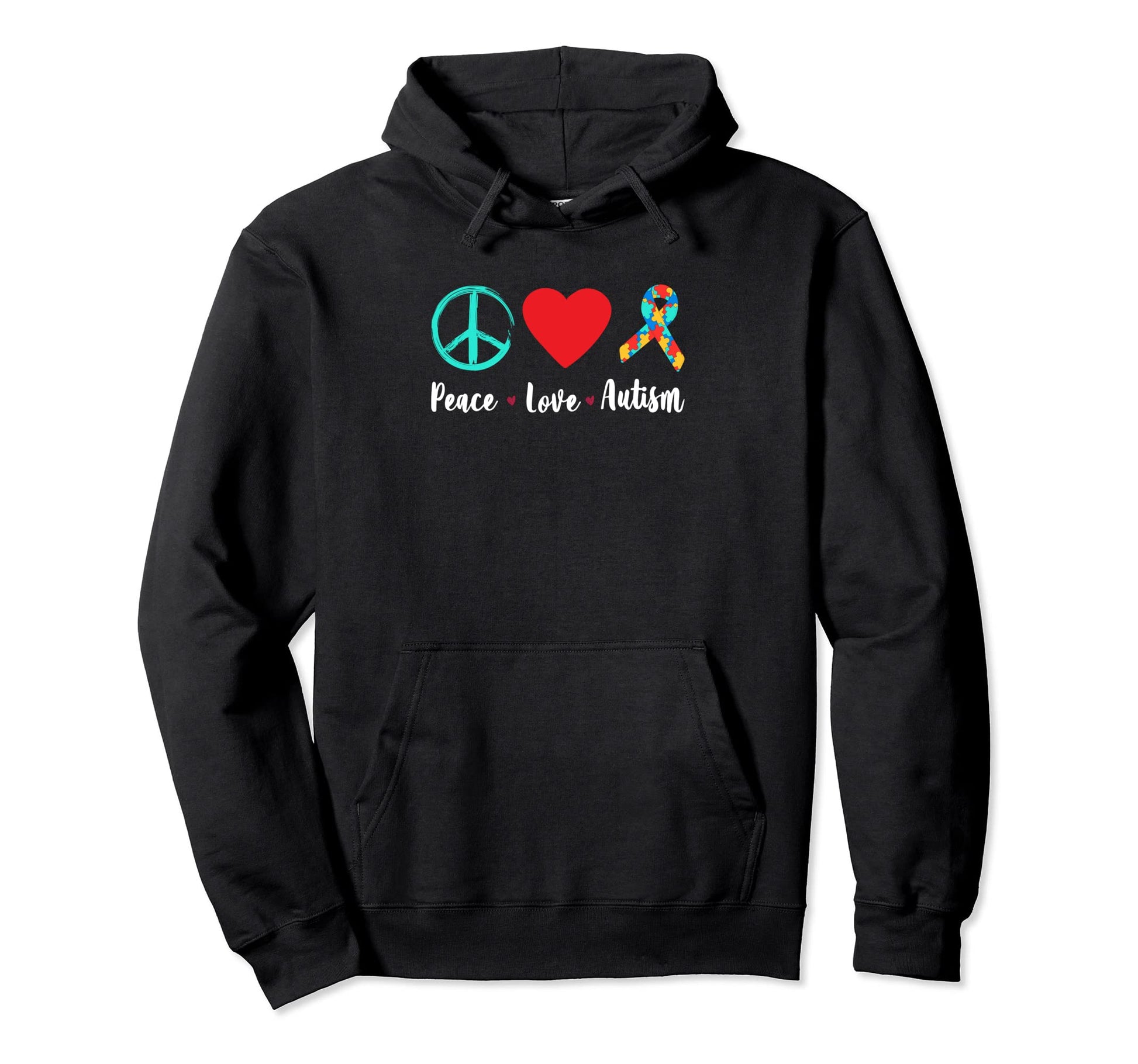 Peace Love Autism Awareness Hoodie - Minimalist Print Men Women - T-Shirt, Sweatshirt, Hoodie