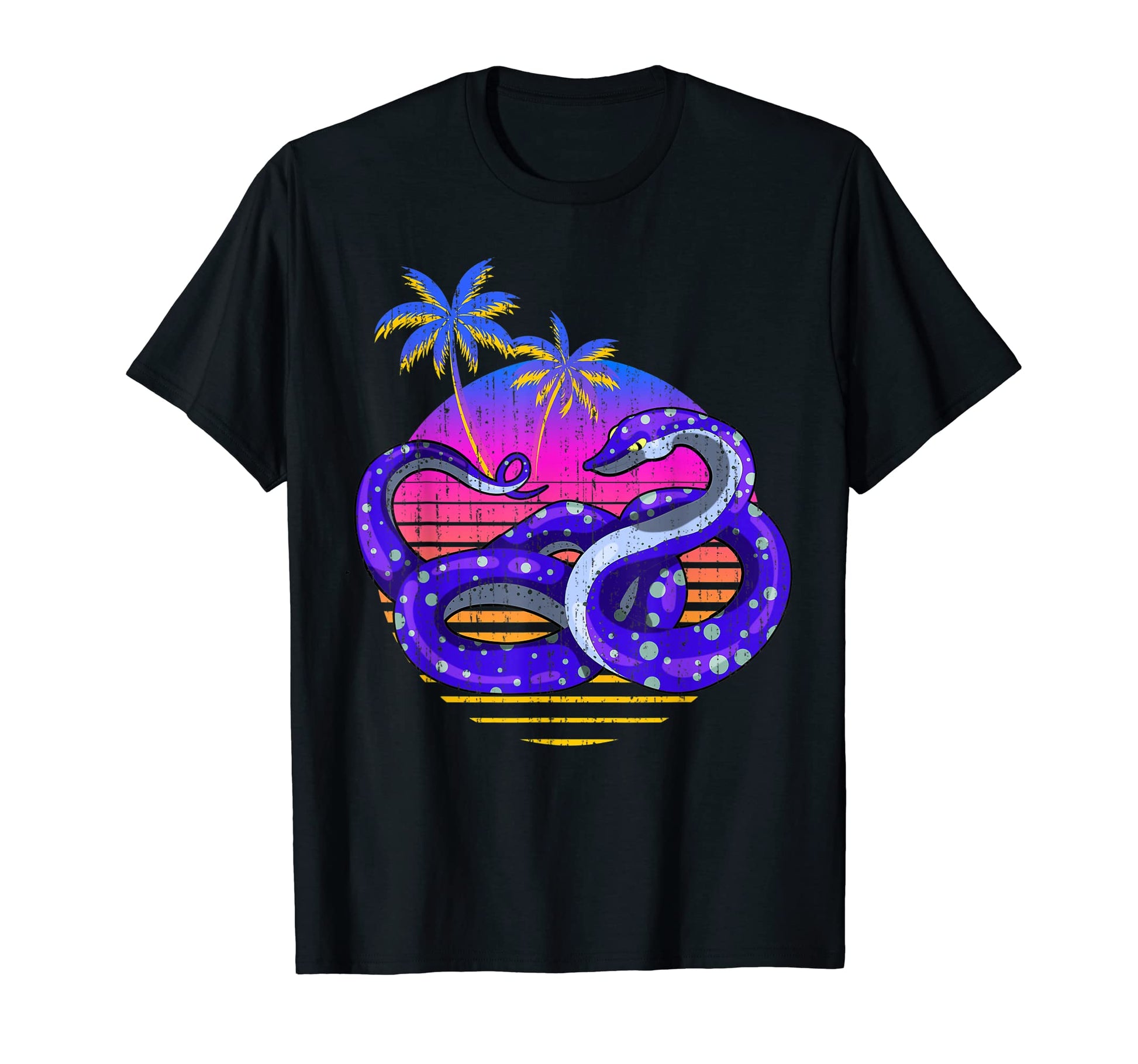 Palm Trees Reptile Animal Snake 80S Art T-Shirt - Graphic Print Men Women - T-Shirt, Sweatshirt, Hoodie