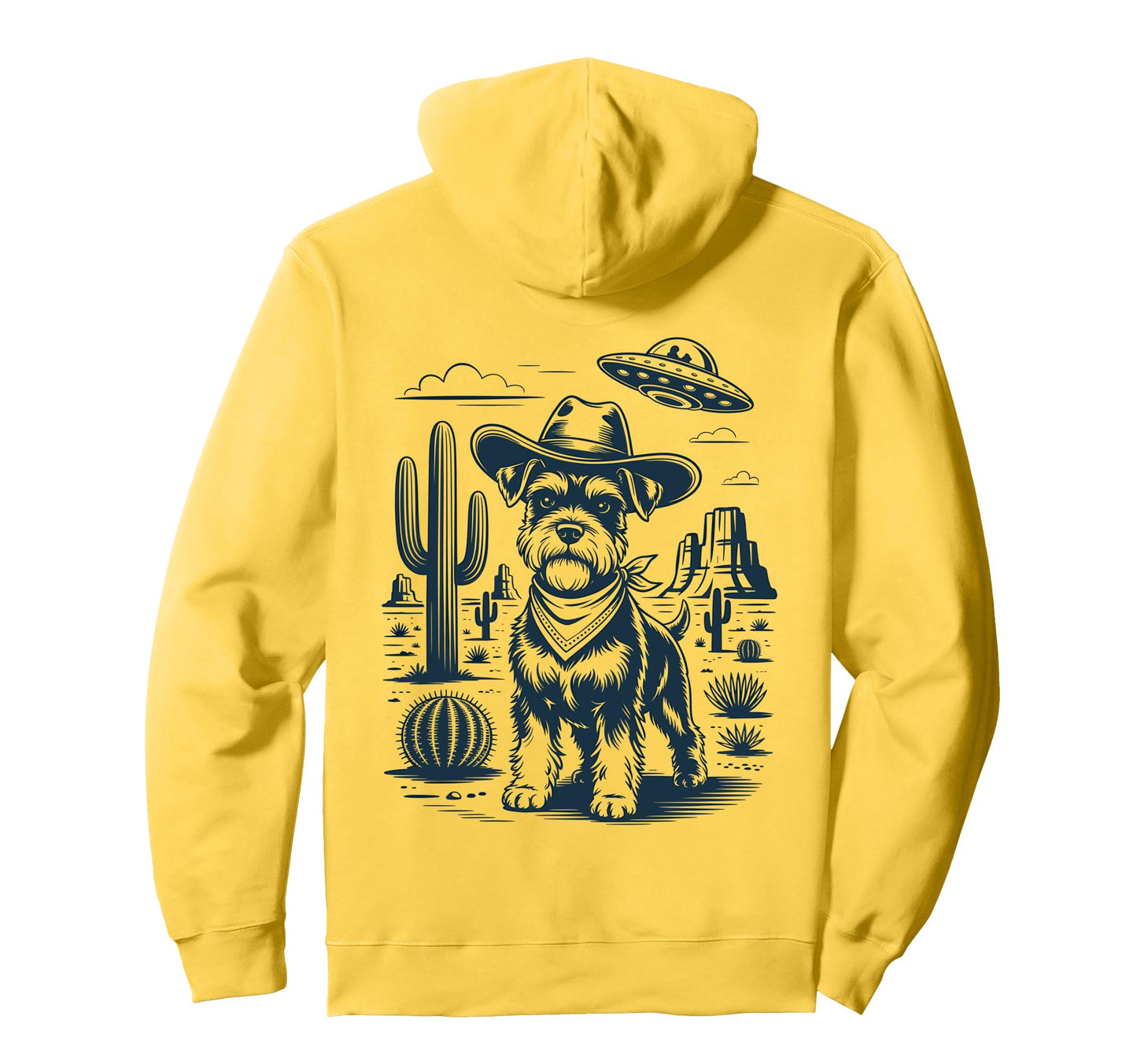 Cowboy Miniature Schnauzer Dog Ufo Hoodie - Aesthetic Graphic for Adults - T-Shirt, Sweatshirt, Hoodie