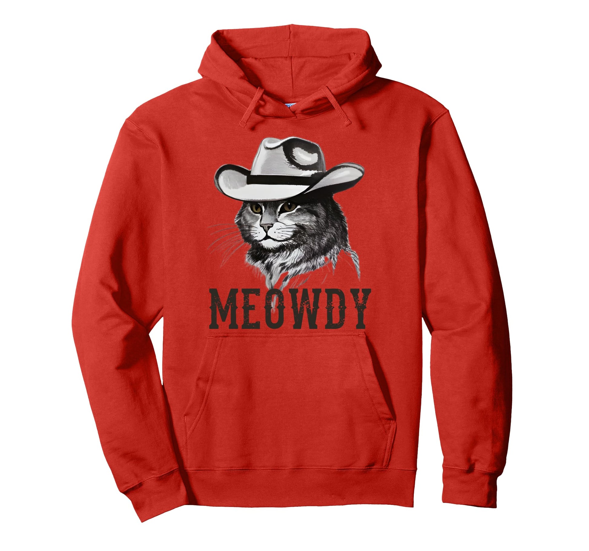 Meowdy Cat Cowboy Hat Funny Hoodie - Custom Art Print Unisex - T-Shirt, Sweatshirt, Hoodie