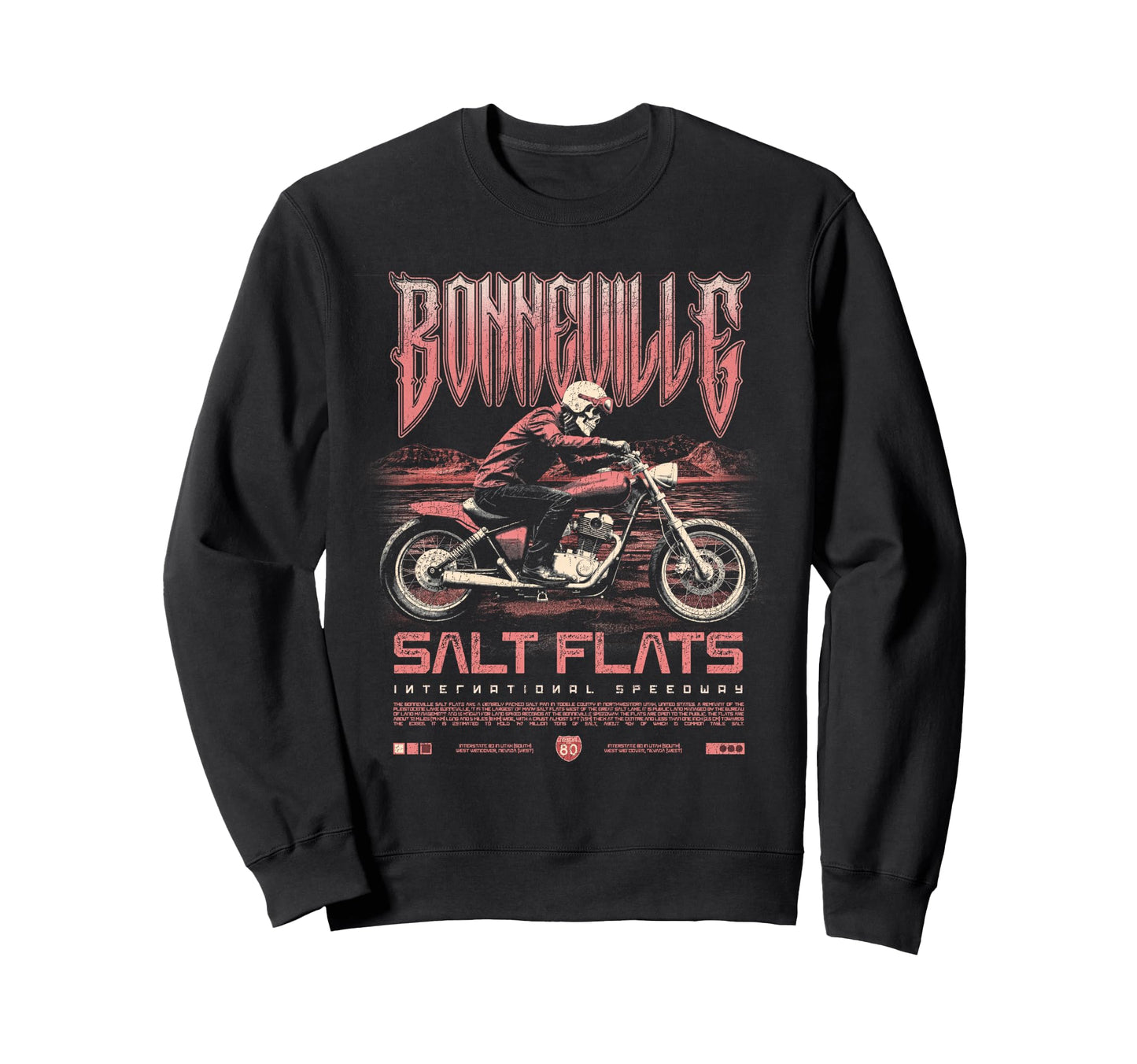 Bonneville Salt Flats Motorcycle Sweatshirt - Unique Graphic for Adults - T-Shirt, Sweatshirt, Hoodie