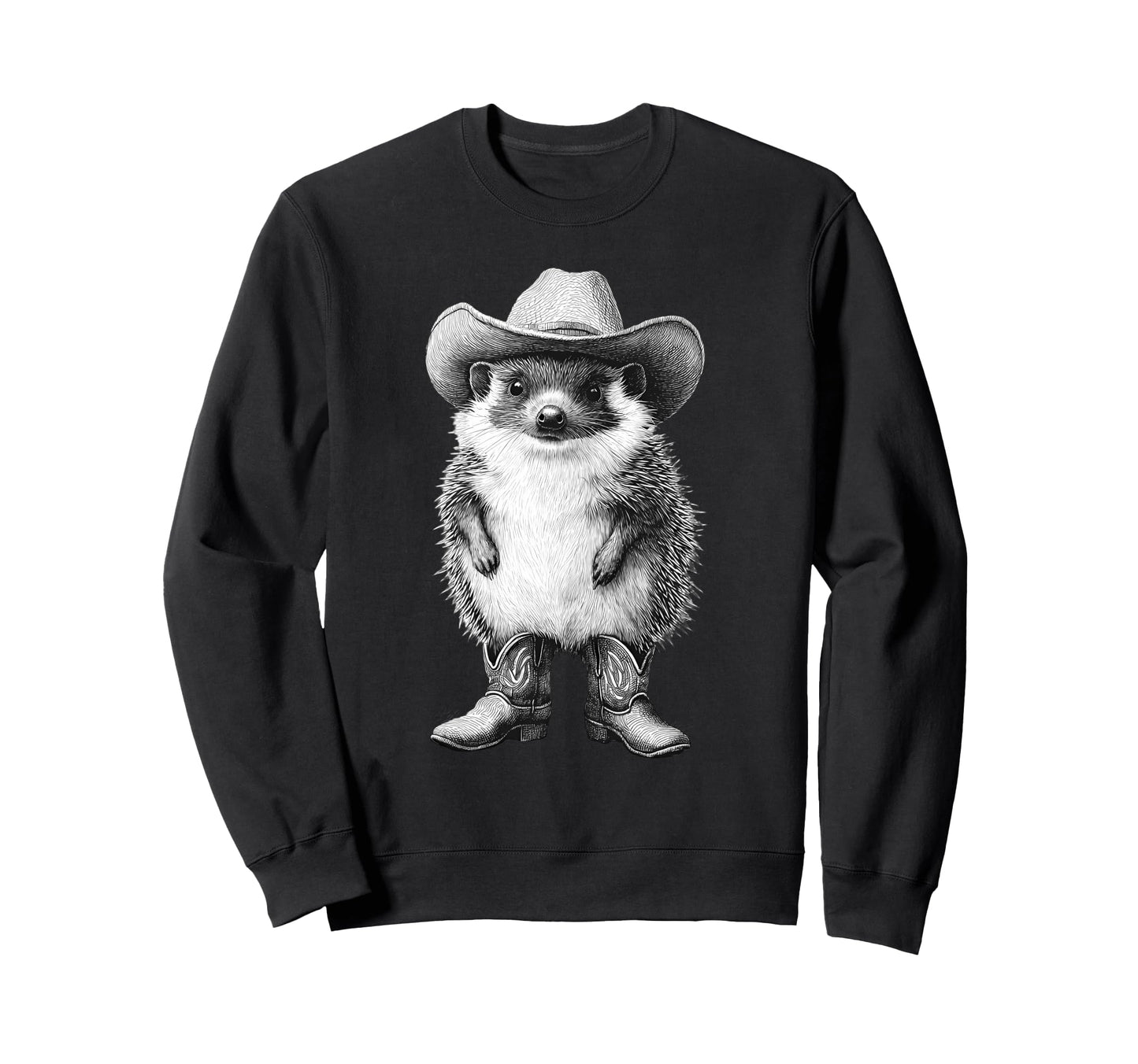Hedgehog Cowboy Rodeo Cowgirl Western Sweatshirt - Custom Art Print Unisex - T-Shirt, Sweatshirt, Hoodie