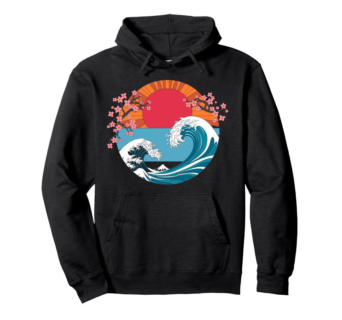 Big Wave Vaporwave Aesthetic 80S Anime Hoodie - Streetwear Style Men Women - T-Shirt, Sweatshirt, Hoodie