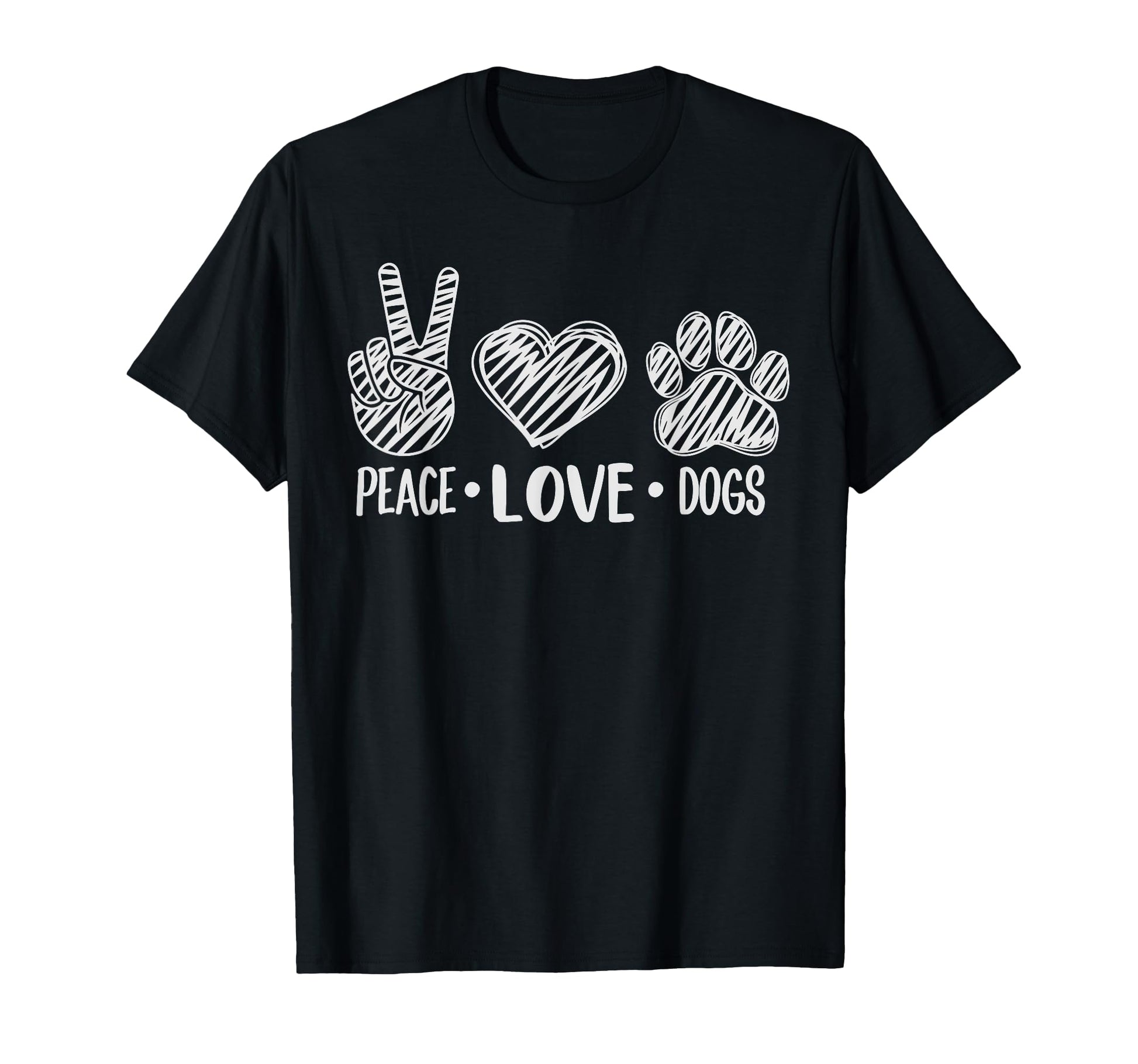 Dog Lover Motif Peace Love Dogs T-Shirt - Graphic Print Unisex - T-Shirt, Sweatshirt, Hoodie