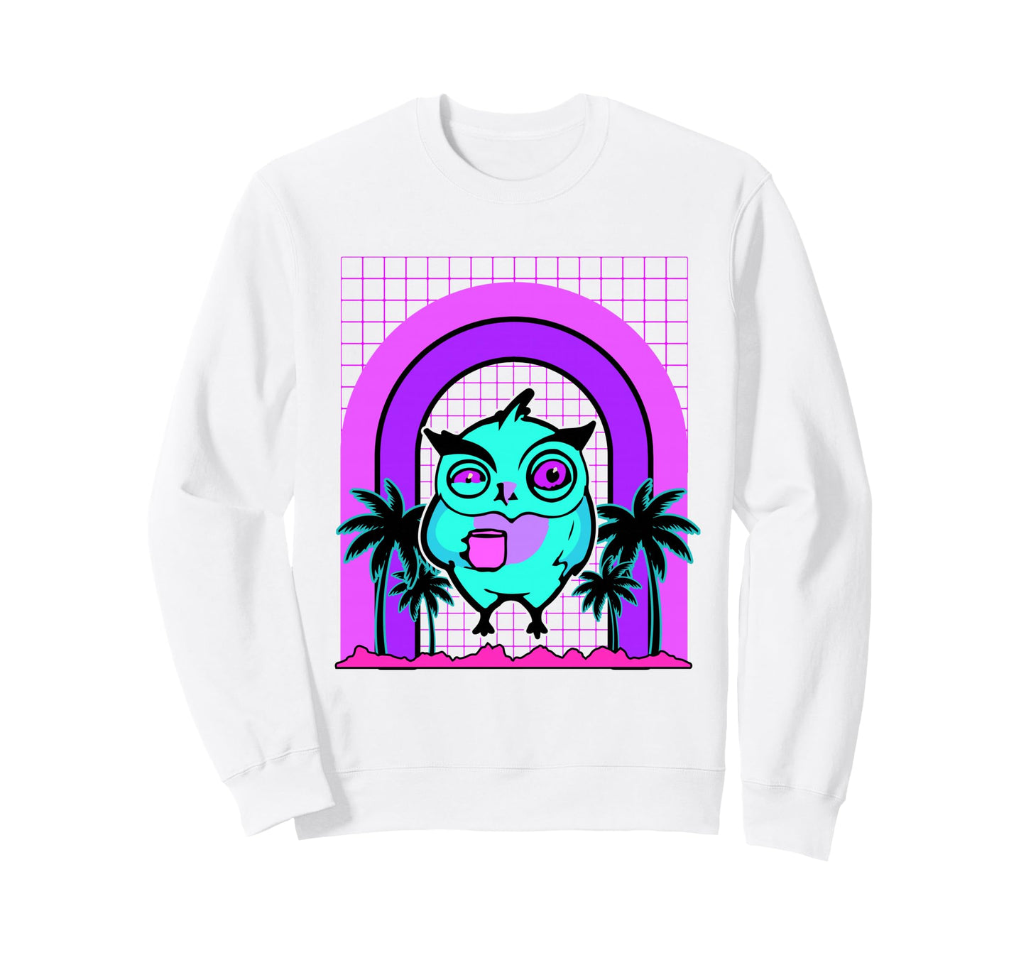 Aesthetic Vaporwave Outfits Coffee Owl Sweatshirt - Novelty Apparel Unisex - T-Shirt, Sweatshirt, Hoodie