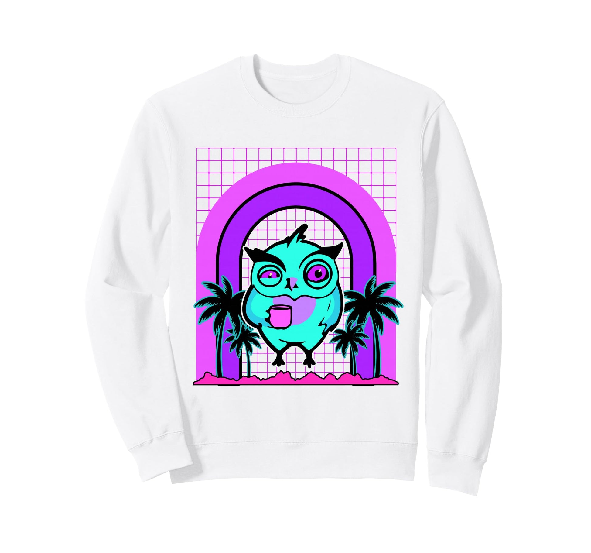 Aesthetic Vaporwave Outfits Coffee Owl Sweatshirt - Novelty Apparel Unisex - T-Shirt, Sweatshirt, Hoodie