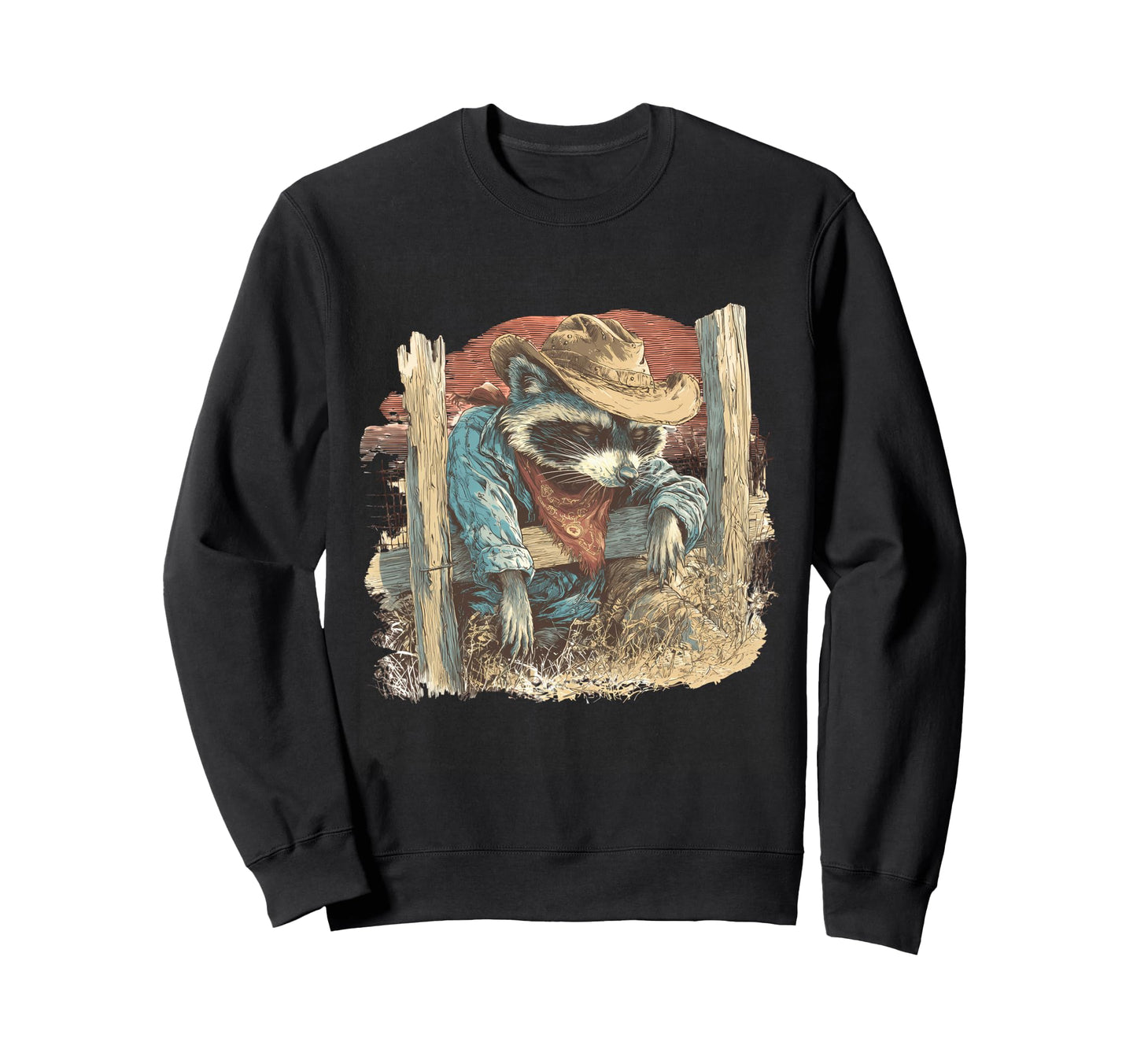 Raccoon Cowboy Rodeo Cowgirl Western Sweatshirt - Graphic Print Unisex - T-Shirt, Sweatshirt, Hoodie