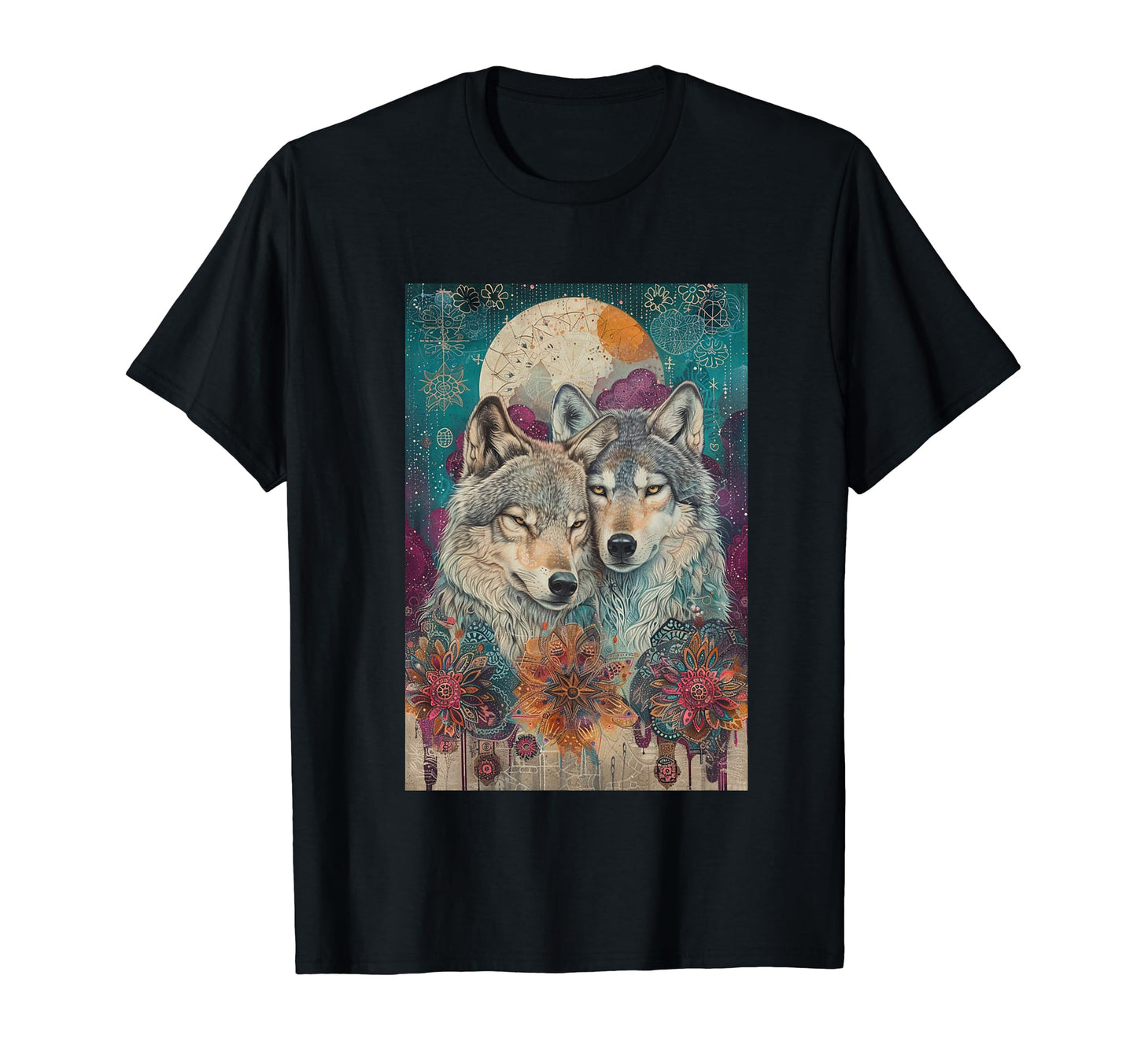 Boho Mystic Wolf Art T-Shirt - Novelty Apparel Men Women - T-Shirt, Sweatshirt, Hoodie
