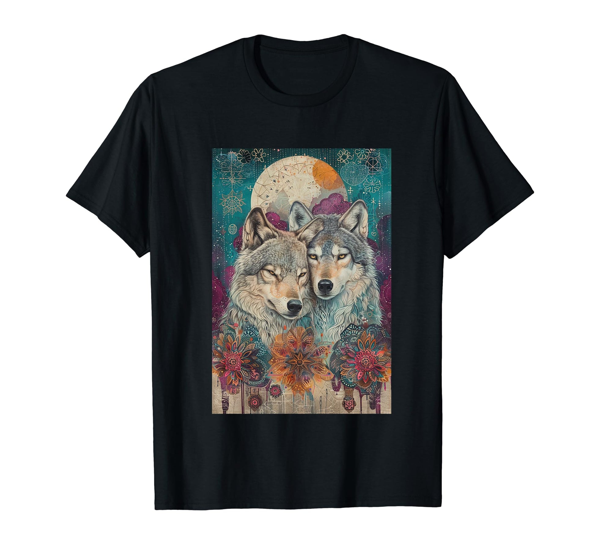 Boho Mystic Wolf Art T-Shirt - Novelty Apparel Men Women - T-Shirt, Sweatshirt, Hoodie