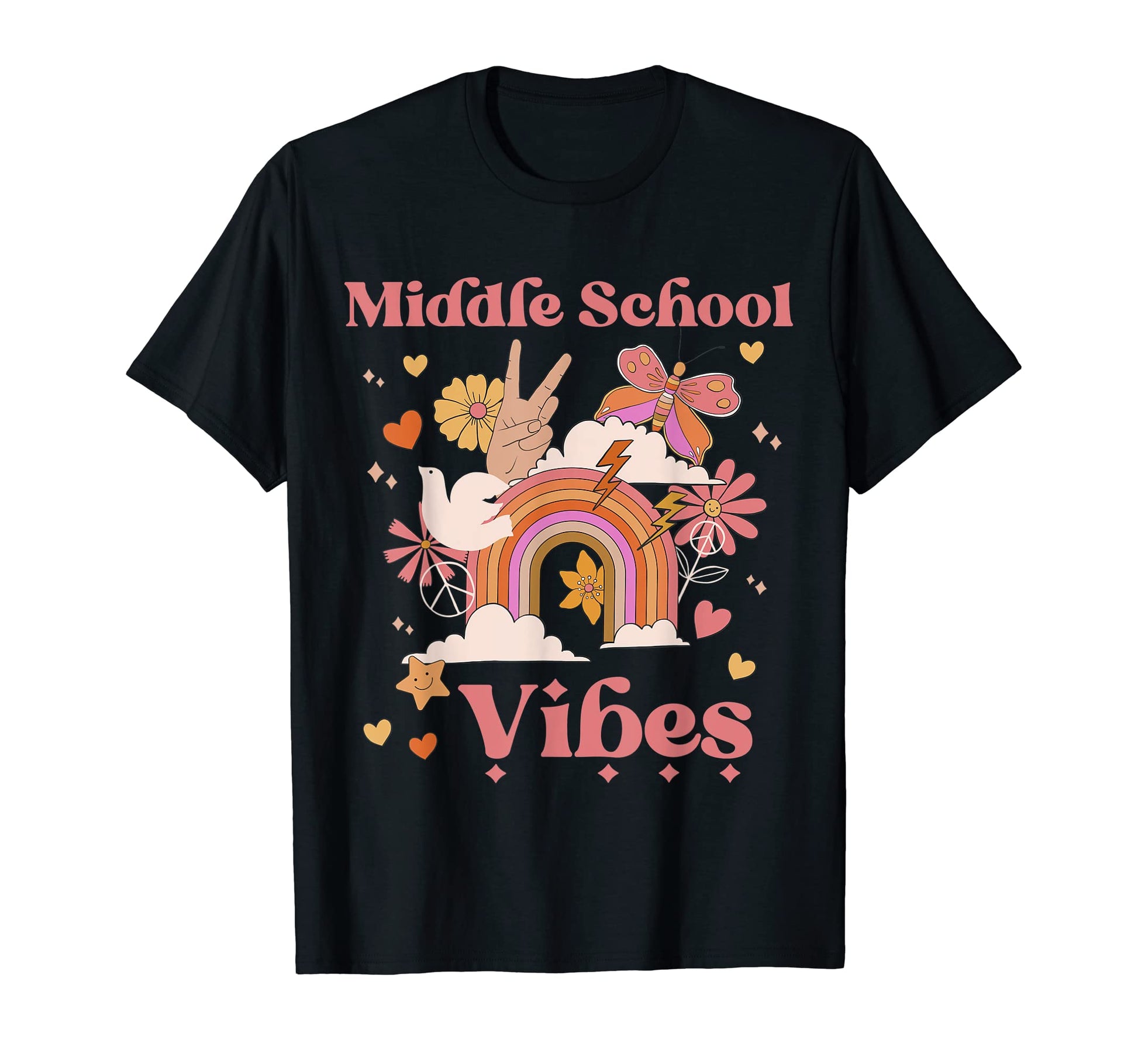 Middle School Vibes Groovy Boho Rainbow T-Shirt - Fun Novelty Design Unisex - T-Shirt, Sweatshirt, Hoodie