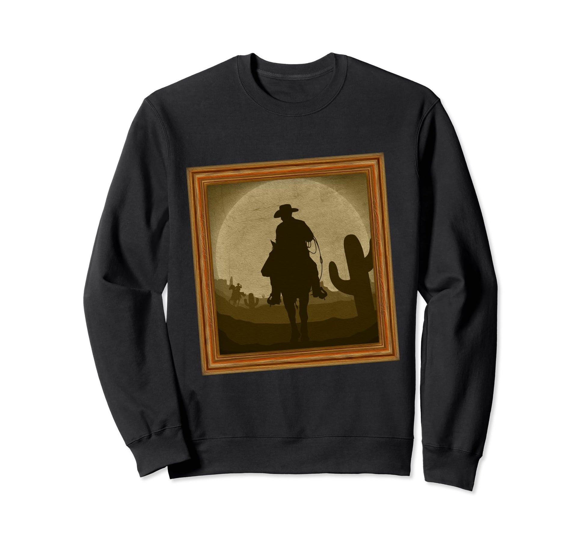 Lone Cowboy Desert Art Sweatshirt - Trendy Graphic Unisex - T-Shirt, Sweatshirt, Hoodie