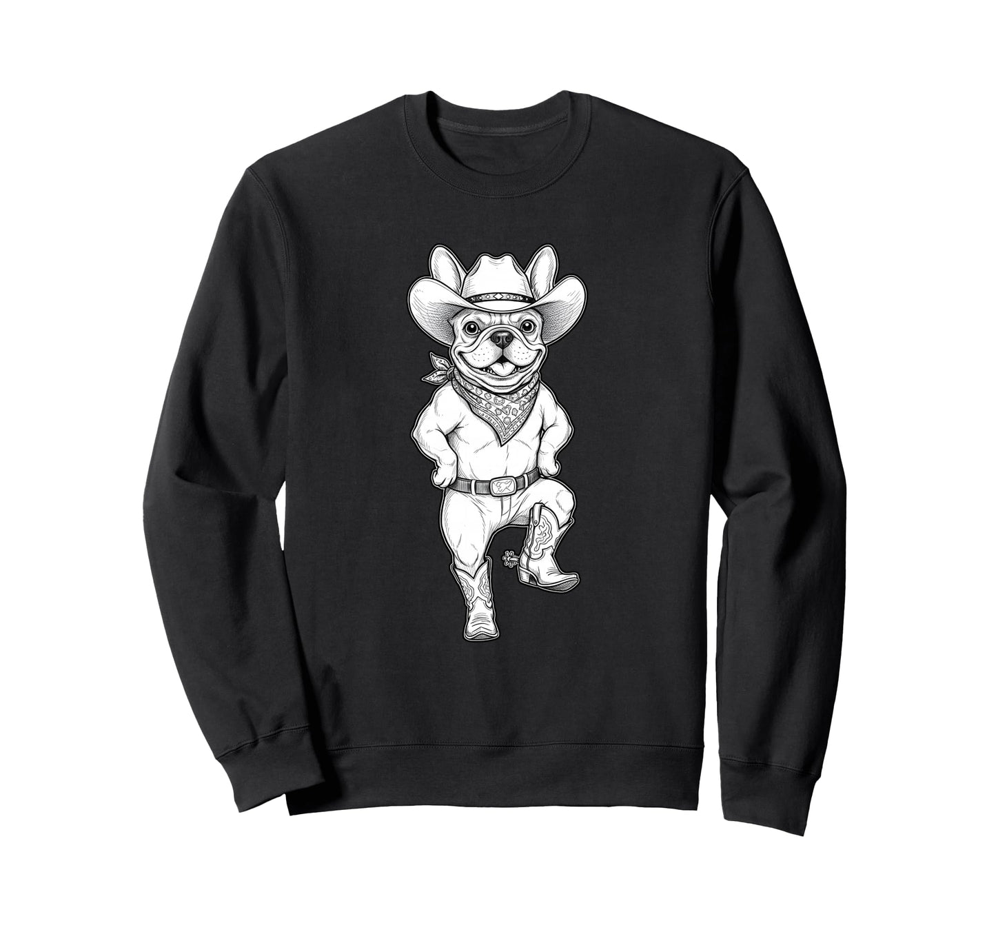 Howdy French Bulldog Cowboy Western Sweatshirt - Unique Graphic Unisex - T-Shirt, Sweatshirt, Hoodie