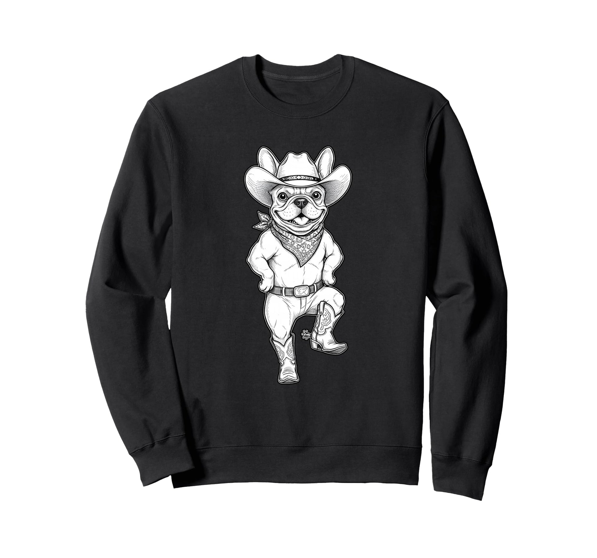 Howdy French Bulldog Cowboy Western Sweatshirt - Unique Graphic Unisex - T-Shirt, Sweatshirt, Hoodie