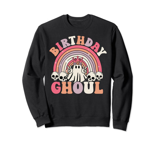 Birthday Ghoul Rainbow Ghost Sweatshirt - Aesthetic Graphic for Adults - T-Shirt, Sweatshirt, Hoodie