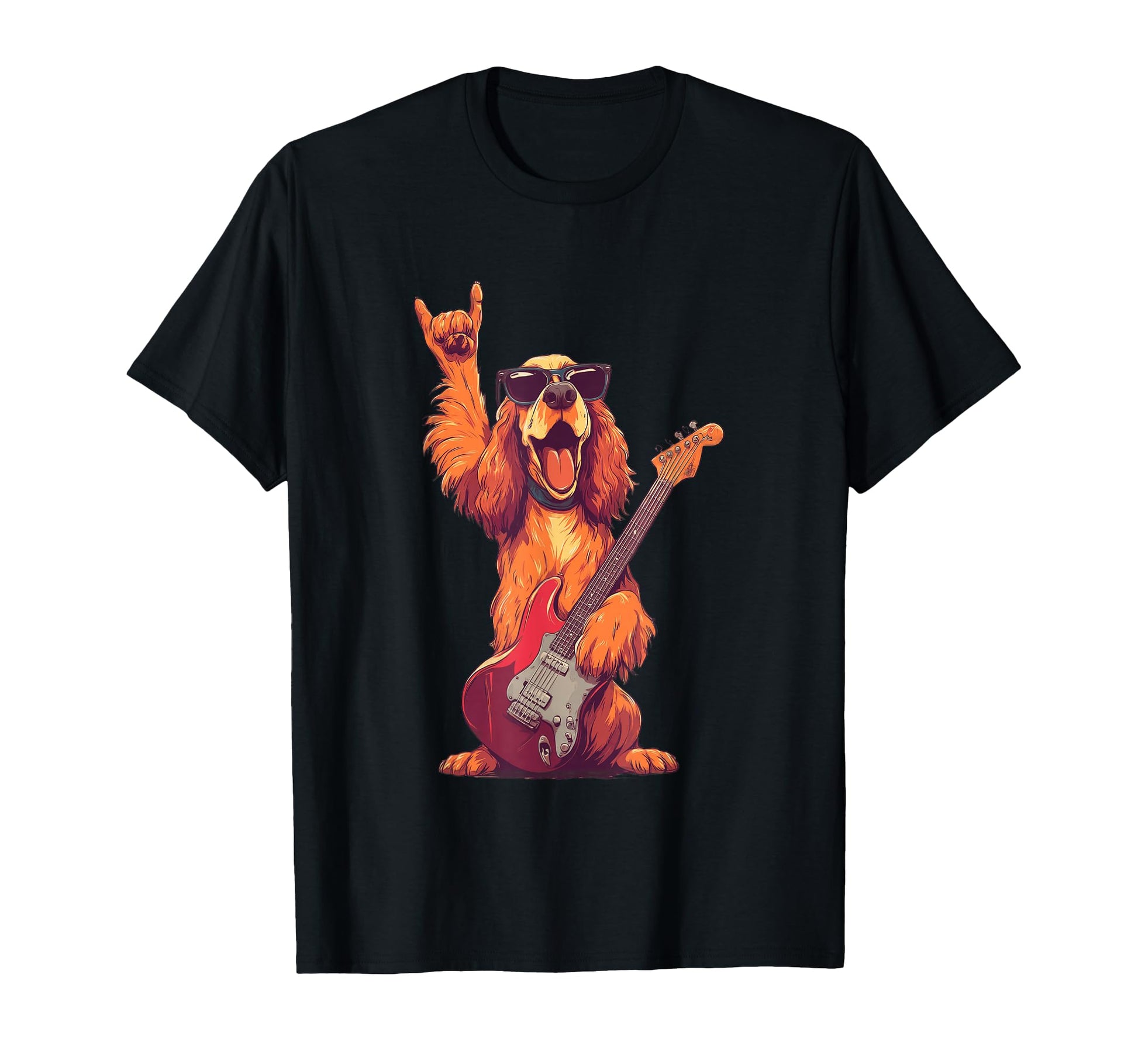 Funny Rock Dog Guitar Playing T-Shirt - Unique Graphic Men Women - T-Shirt, Sweatshirt, Hoodie
