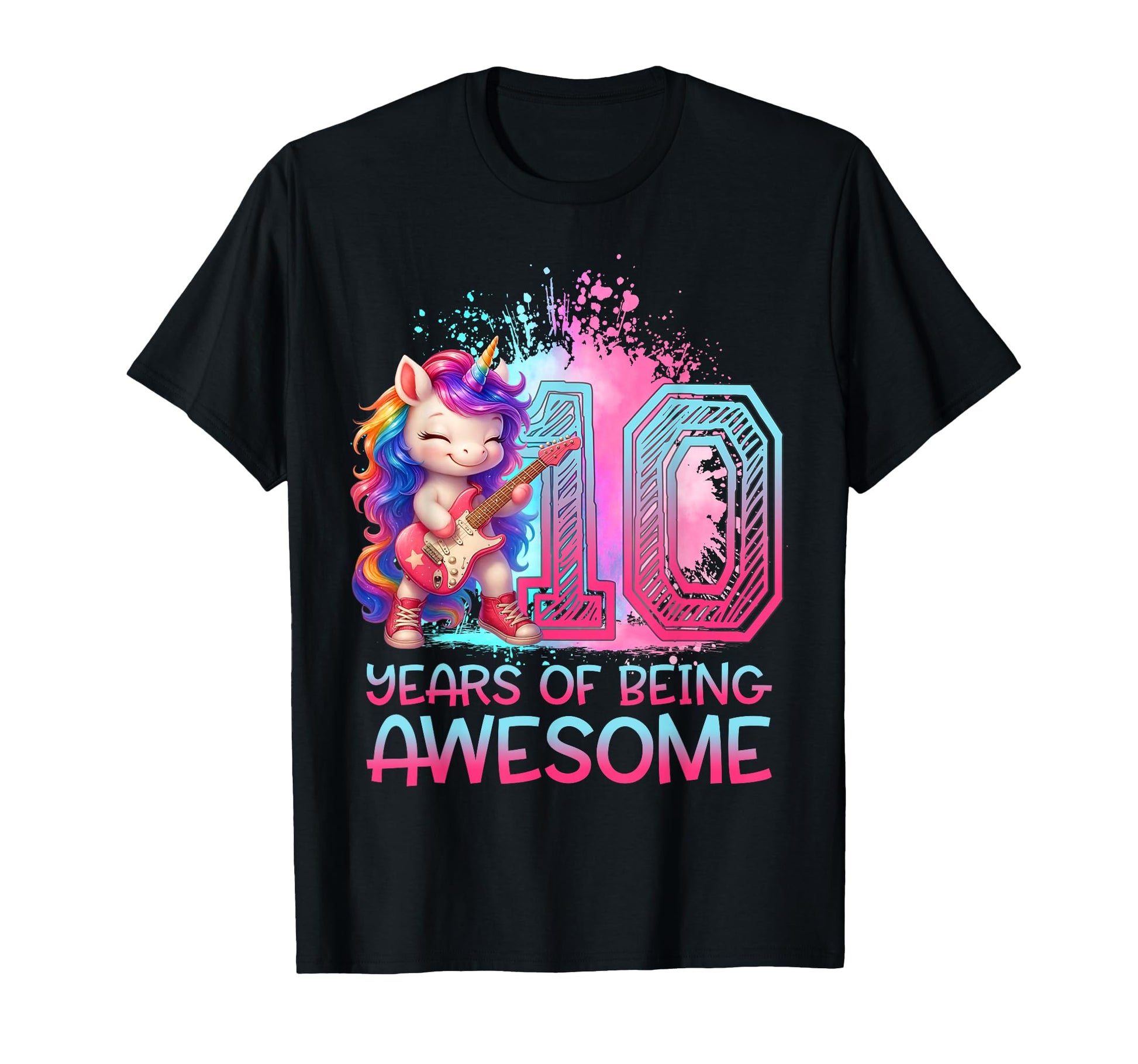 10 Year Being Awesome Unicorn Rock And T-Shirt - Trendy Graphic Unisex - T-Shirt, Sweatshirt, Hoodie