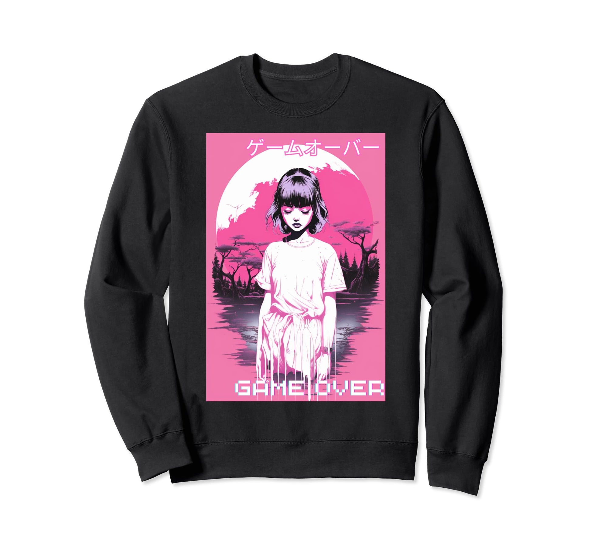 Japanese Vaporwave Sad Anime Sweatshirt - Custom Art Print for Adults - T-Shirt, Sweatshirt, Hoodie