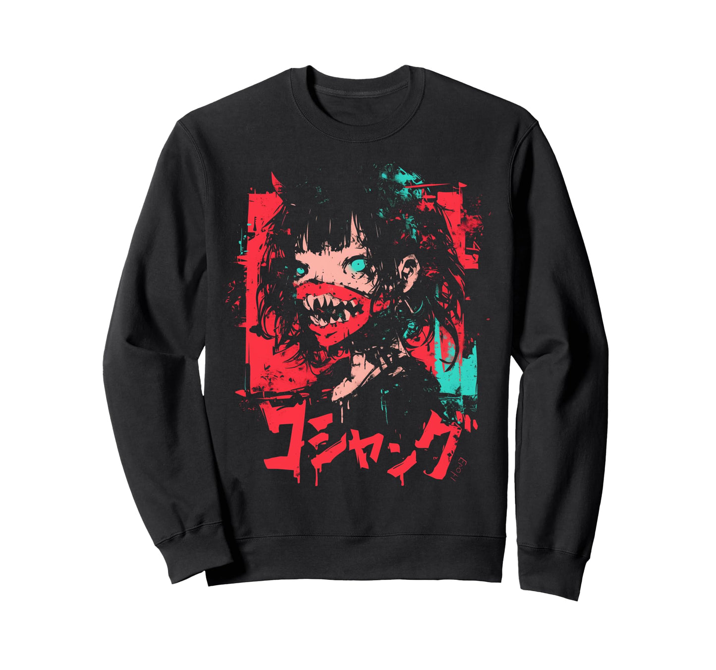 Goth Grunge Demon Anime Waifu Sweatshirt - Custom Art Print for Adults - T-Shirt, Sweatshirt, Hoodie