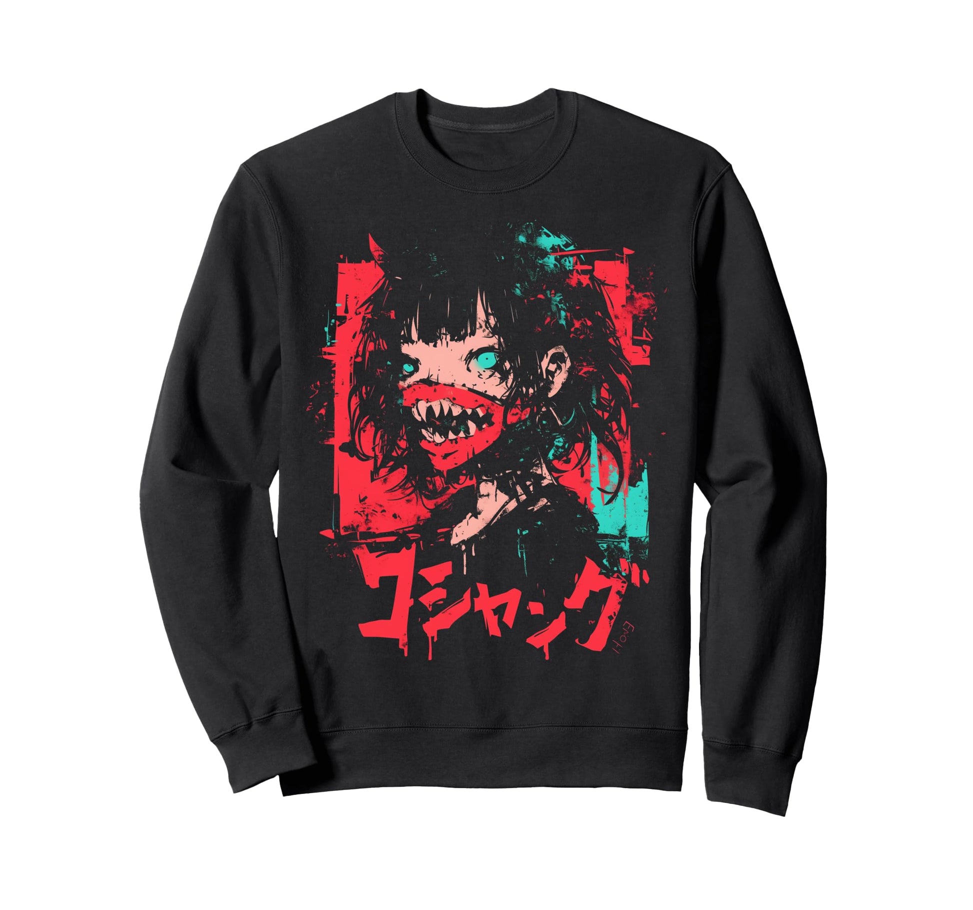 Goth Grunge Demon Anime Waifu Sweatshirt - Custom Art Print for Adults - T-Shirt, Sweatshirt, Hoodie