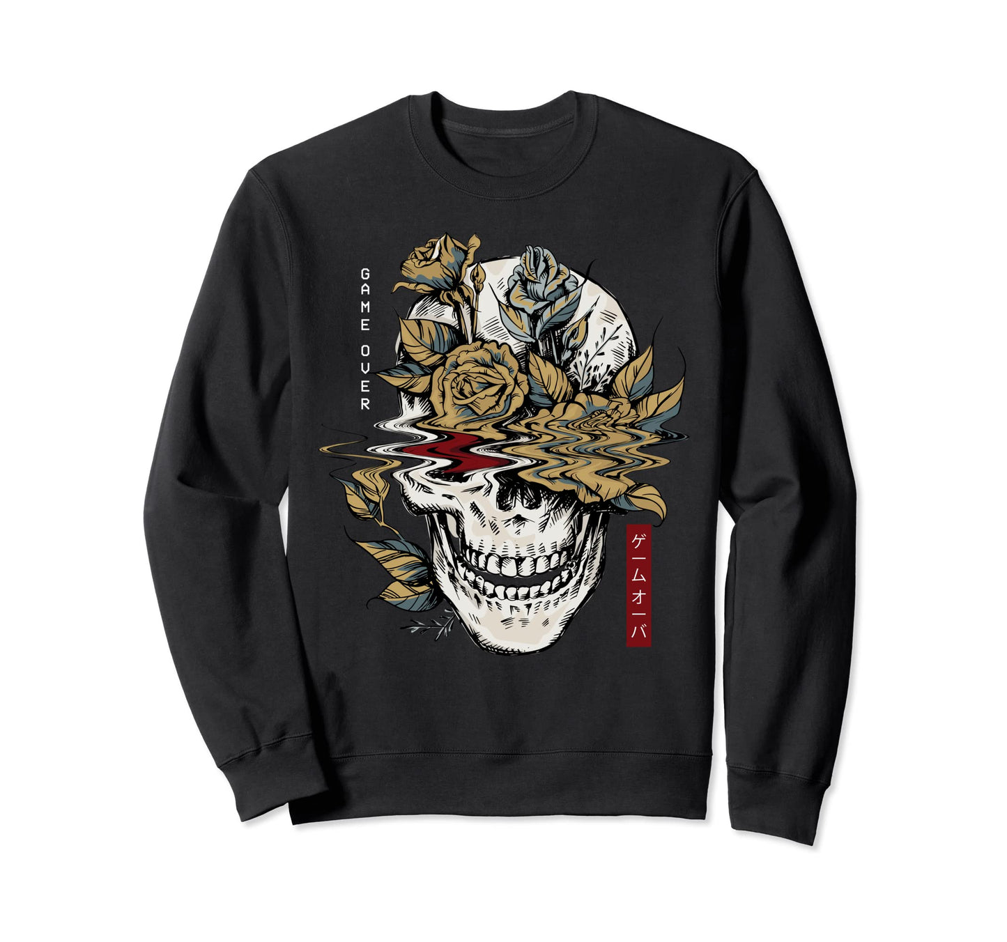 Edgy Skull And Flowers Game Sweatshirt - Casual Everyday Wear for Adults - T-Shirt, Sweatshirt, Hoodie