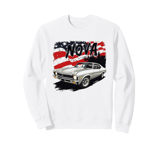 1970 70 Nova Ss American Flag Sweatshirt - Casual Everyday Wear for Adults - T-Shirt, Sweatshirt, Hoodie