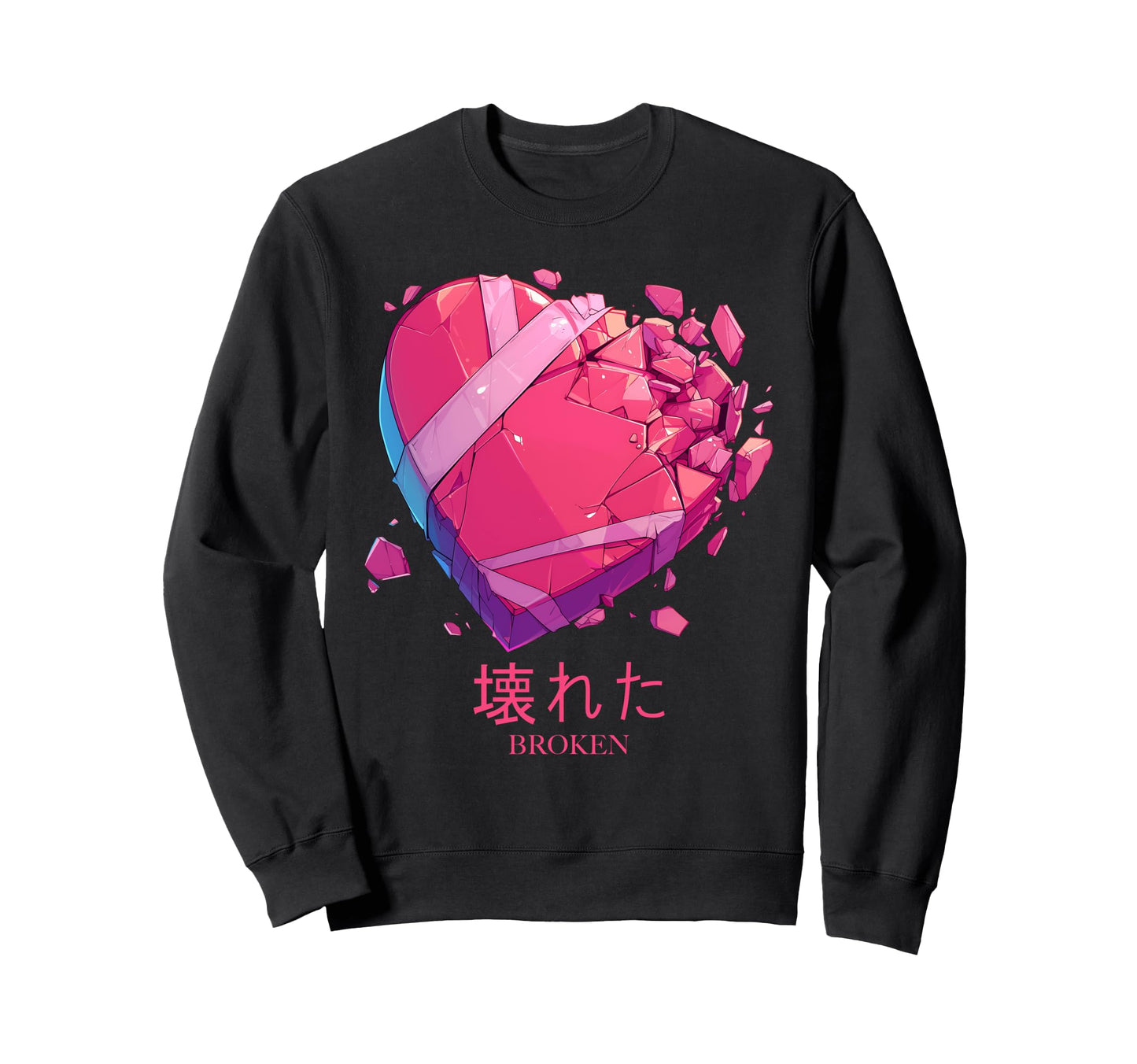 Broken Heart Bandages Vaporwave Sweatshirt - Minimalist Print Unisex - T-Shirt, Sweatshirt, Hoodie