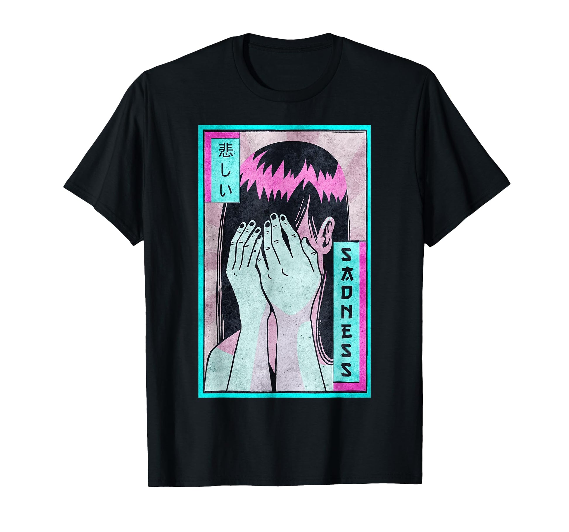 Sad Anime Japanese Vaporwave Aesthetic T-Shirt - Unique Graphic Unisex - T-Shirt, Sweatshirt, Hoodie