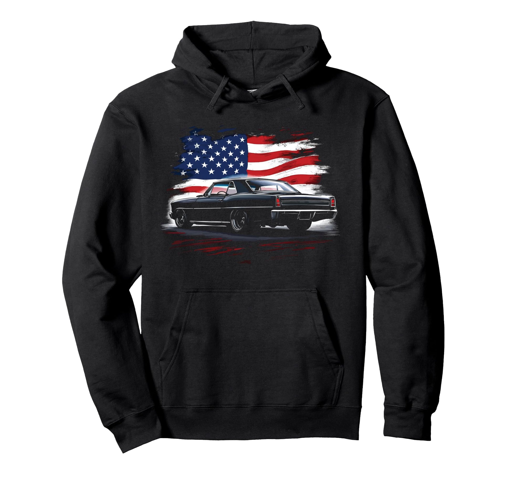 1966 1967 Nova Ss Patriotic Flag Hoodie - Custom Art Print Men Women - T-Shirt, Sweatshirt, Hoodie