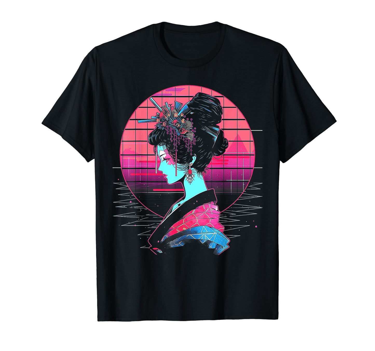 Vaporwave Geisha 80S Synthwave 32 T-Shirt - Custom Art Print for Adults - T-Shirt, Sweatshirt, Hoodie