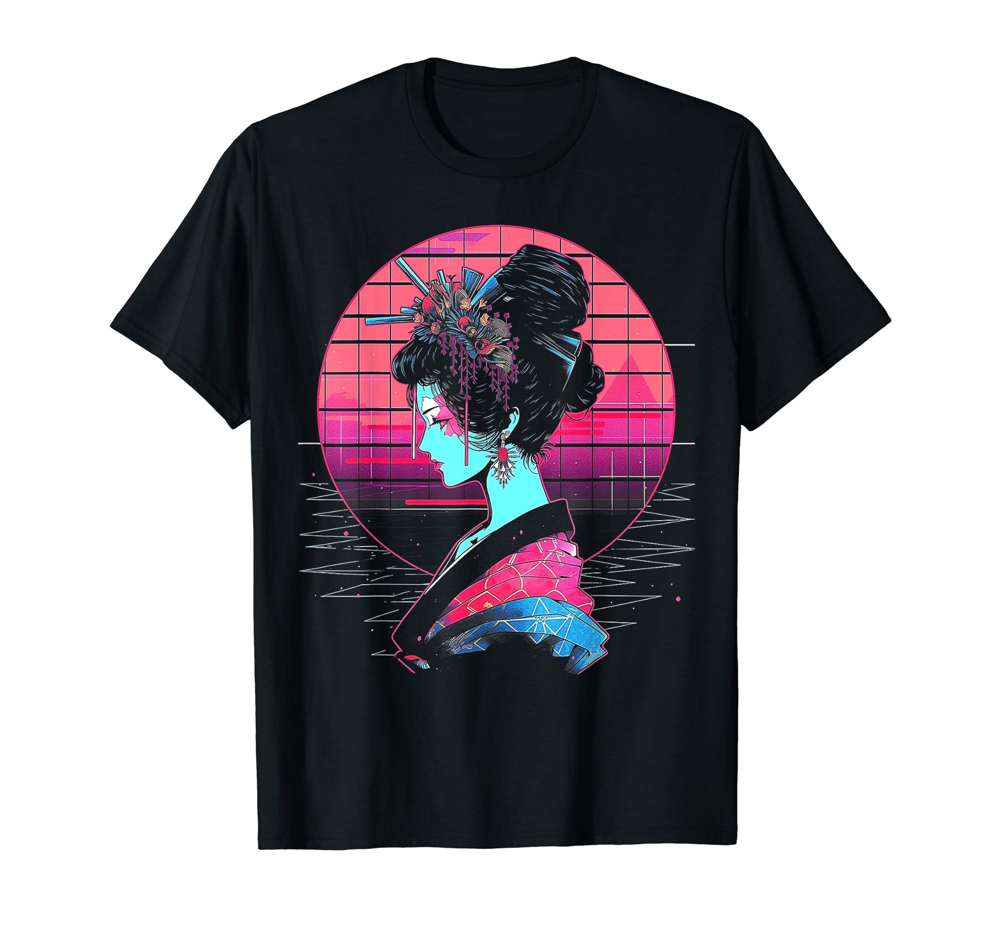 Vaporwave Geisha 80S Synthwave 32 T-Shirt - Custom Art Print for Adults - T-Shirt, Sweatshirt, Hoodie