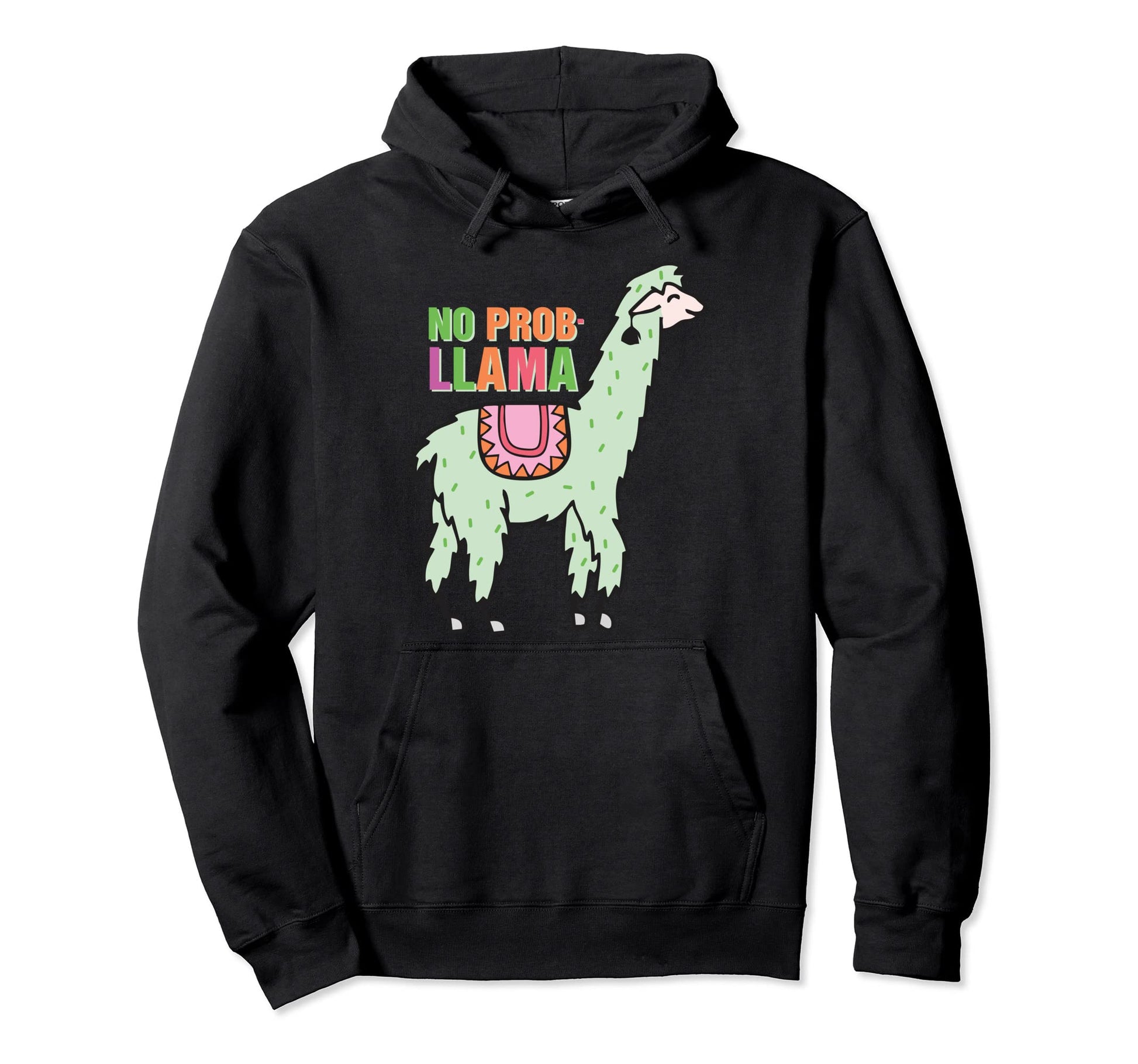 No Prob Llama Rainbow Funny Animal Hoodie - Novelty Apparel Men Women - T-Shirt, Sweatshirt, Hoodie