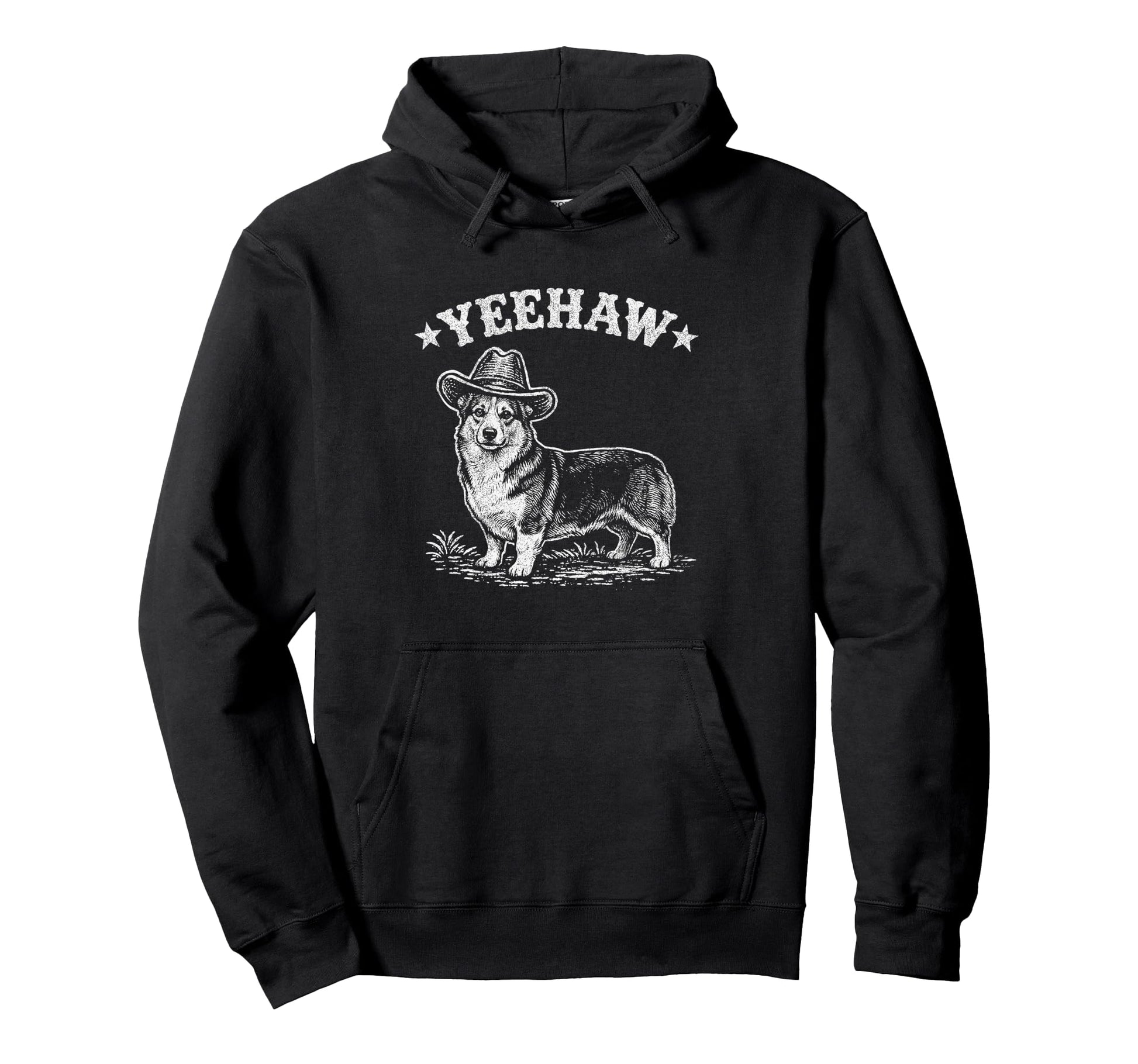 Yeehaw Corgi Cowboy Hat Western Dog Hoodie - Fun Novelty Design for Adults - T-Shirt, Sweatshirt, Hoodie