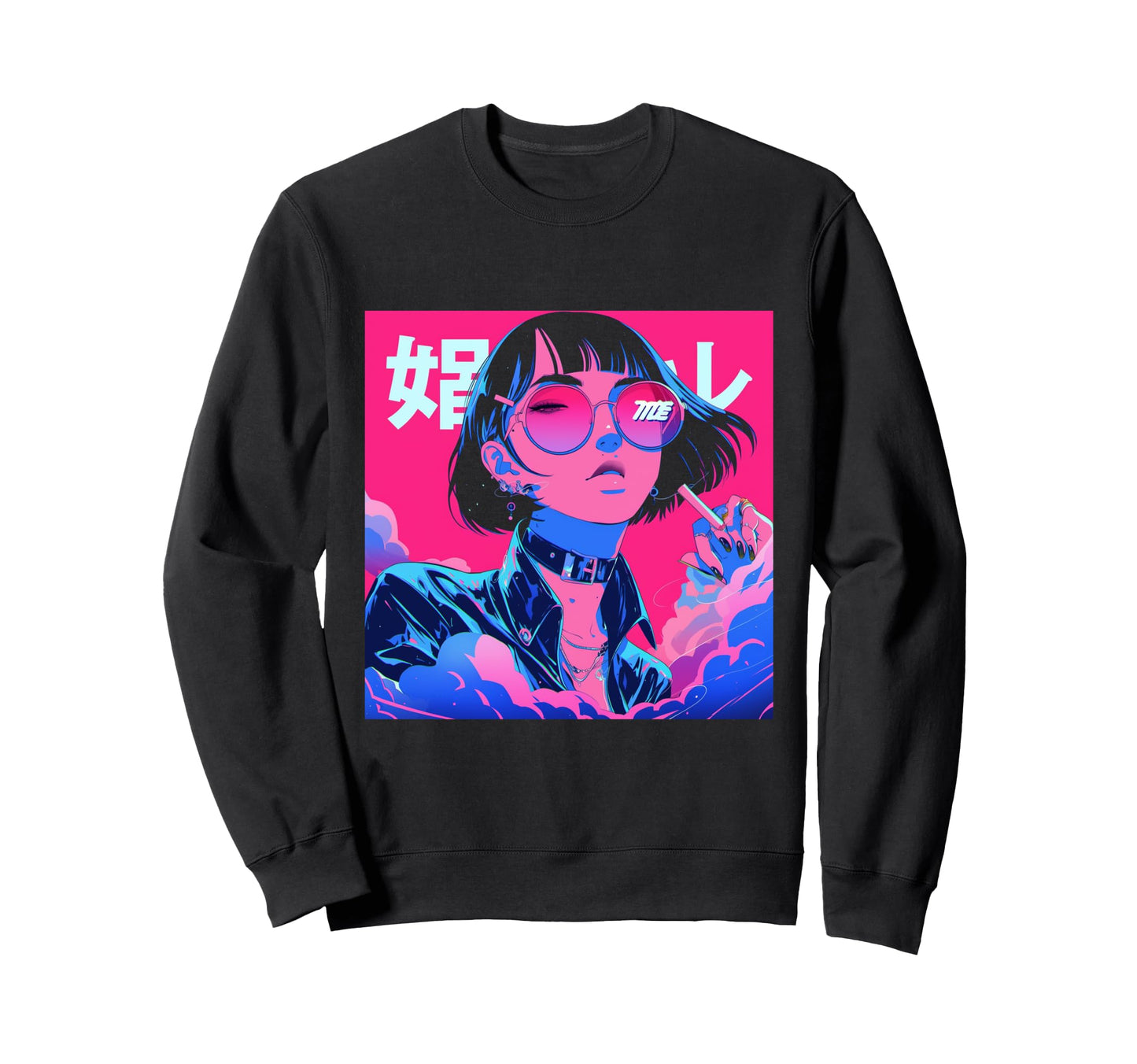 Aesthetic Vaporwave Anime Sad Sweatshirt - Graphic Print Unisex - T-Shirt, Sweatshirt, Hoodie