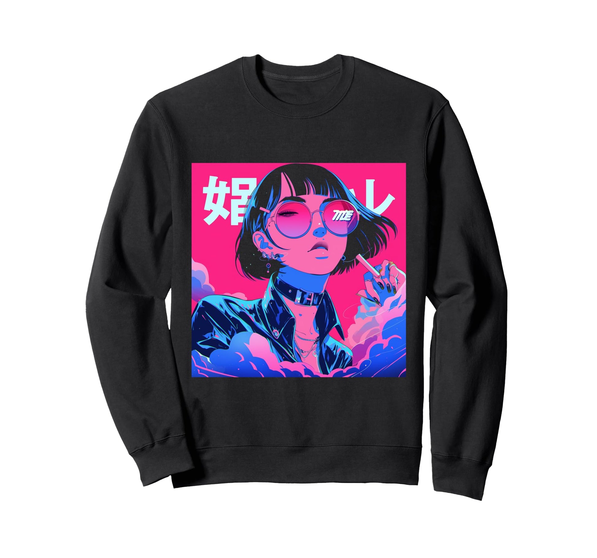 Aesthetic Vaporwave Anime Sad Sweatshirt - Graphic Print Unisex - T-Shirt, Sweatshirt, Hoodie