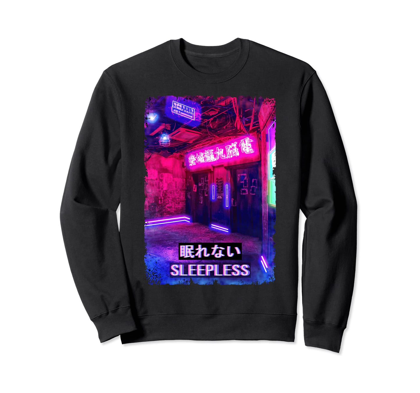 Sleepless Vaporwave Japan Street Sweatshirt - Custom Art Print for Adults - T-Shirt, Sweatshirt, Hoodie