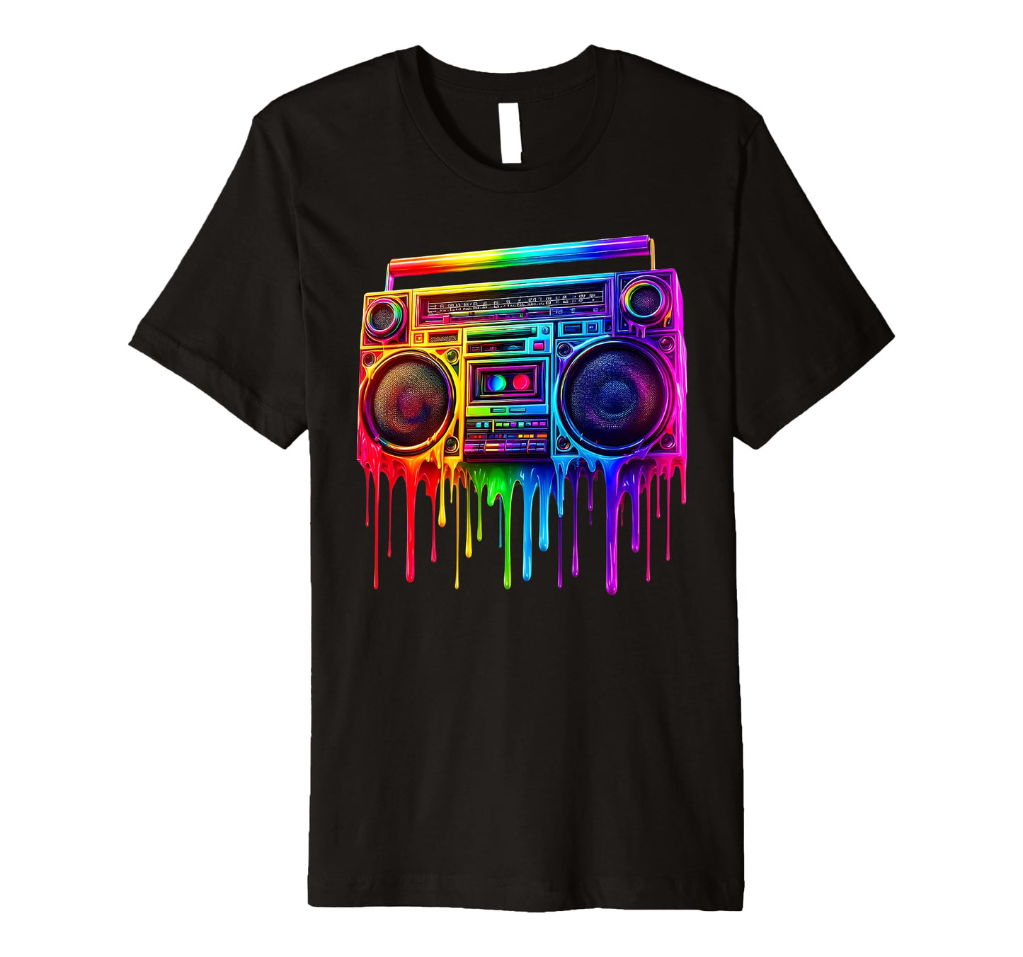 Dripping Paint Boombox Old School 80S T-Shirt - Custom Art Print Unisex - T-Shirt, Sweatshirt, Hoodie
